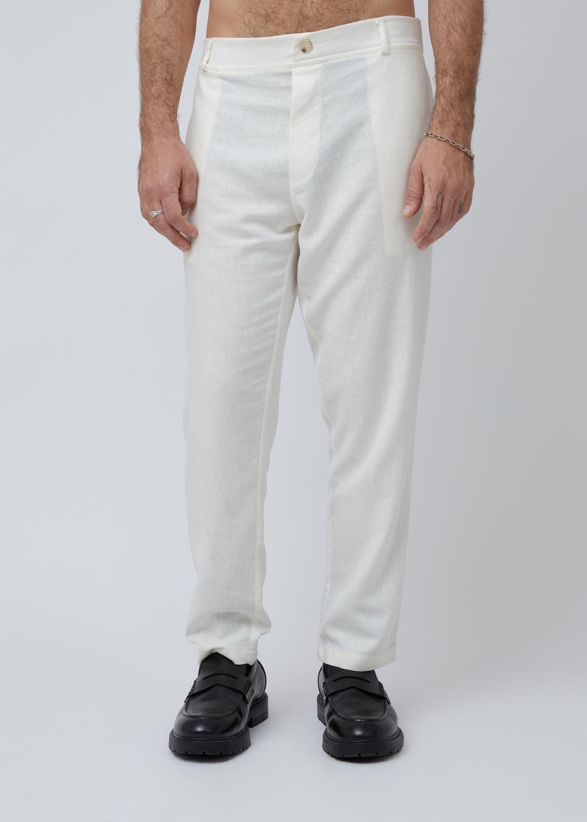White slim fit linen