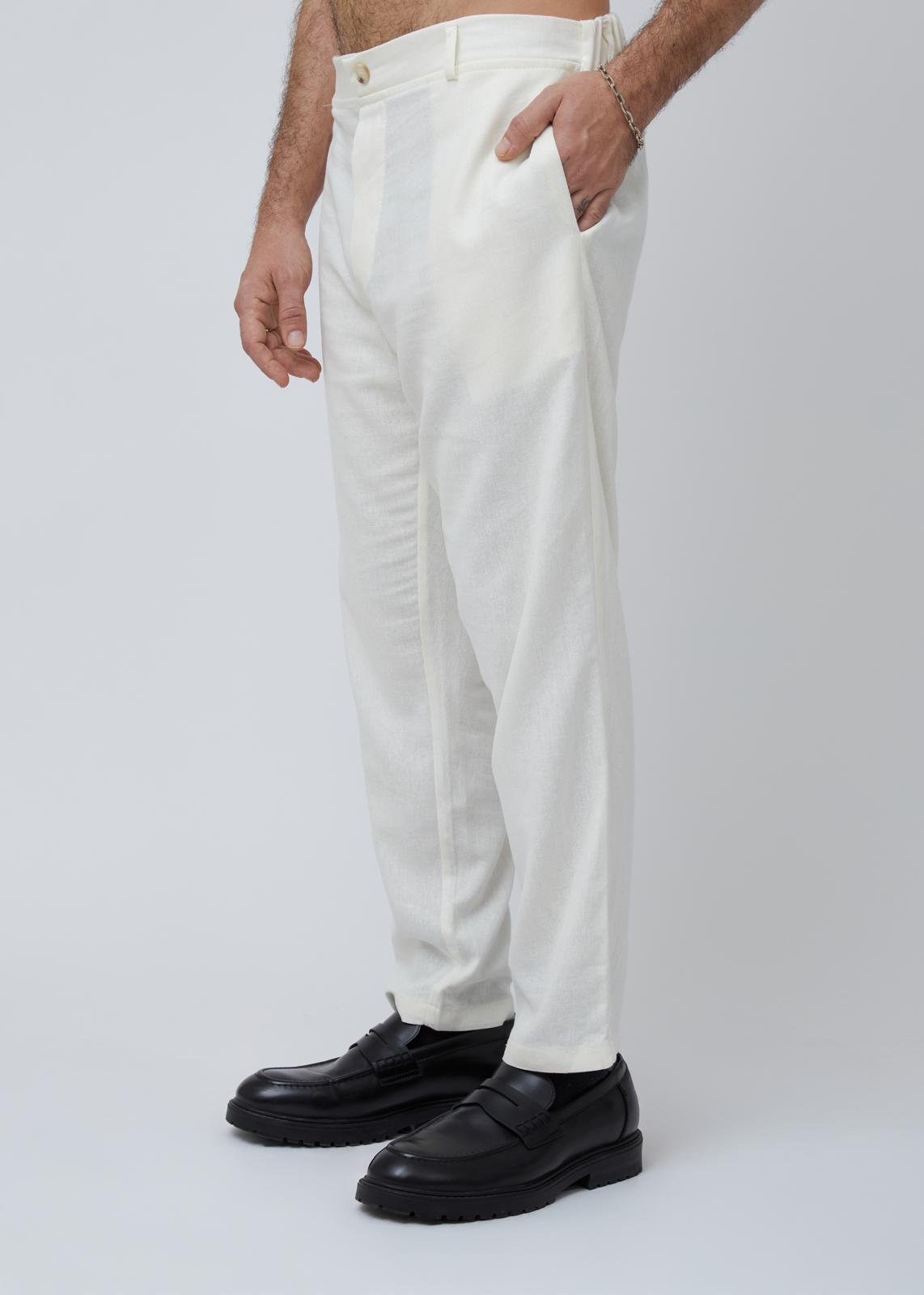 White slim fit linen