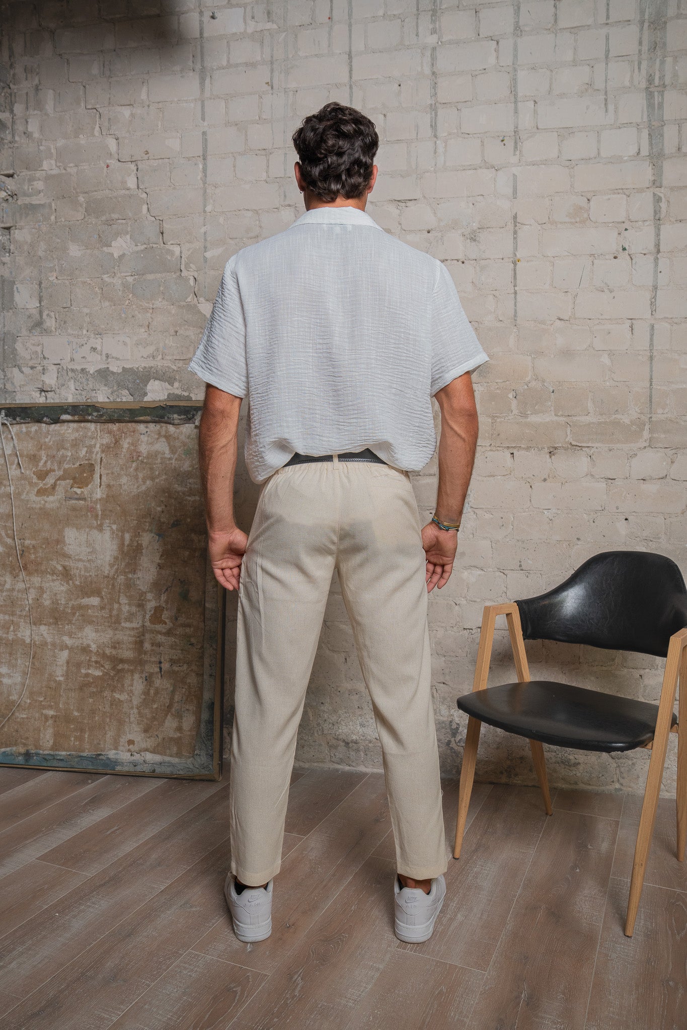 Slim Fit Cream Linen