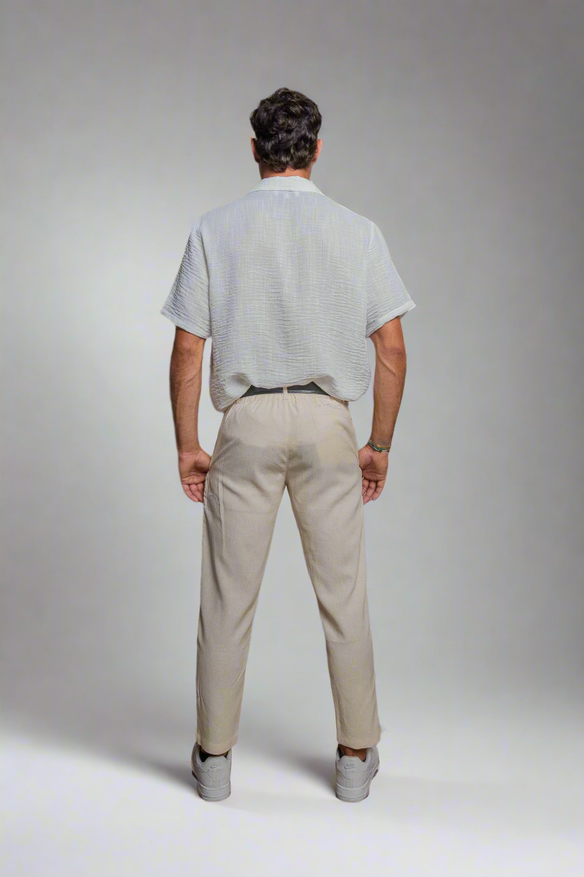 Slim Fit Cream Linen