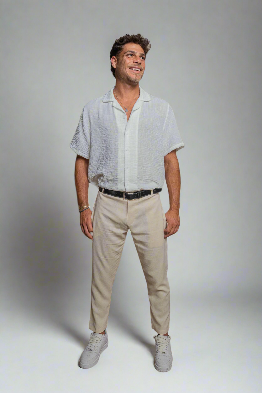 Slim Fit Cream Linen