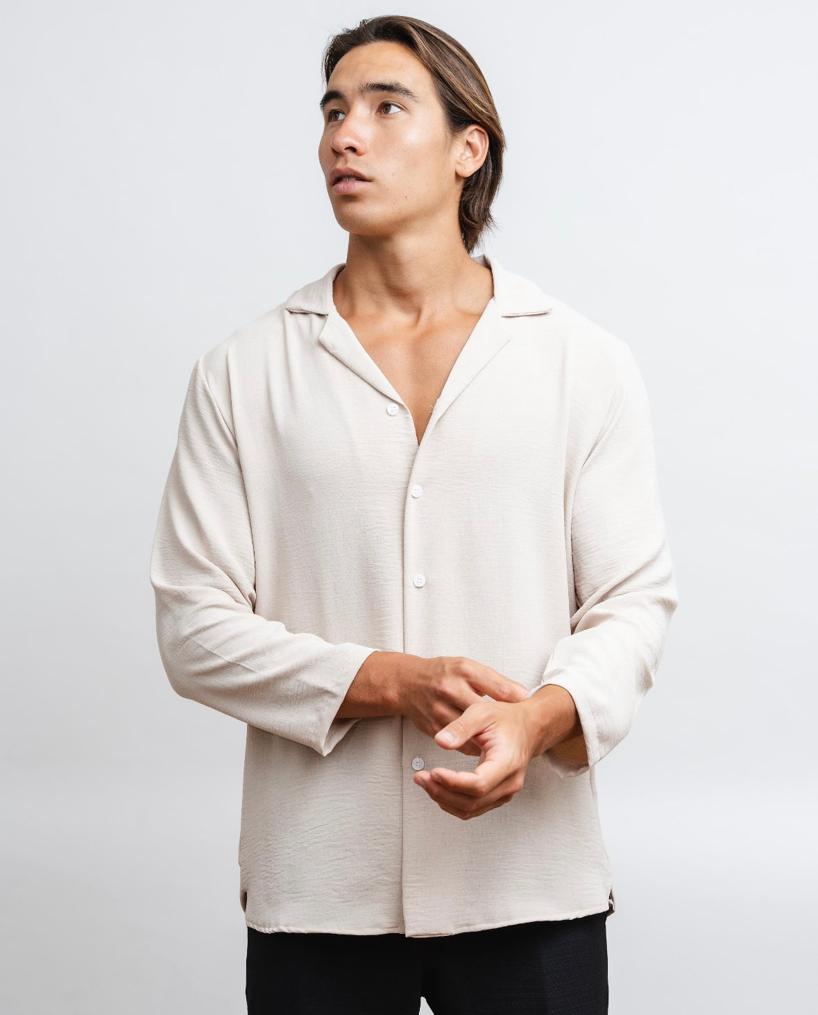 Cream long sleeve shirt