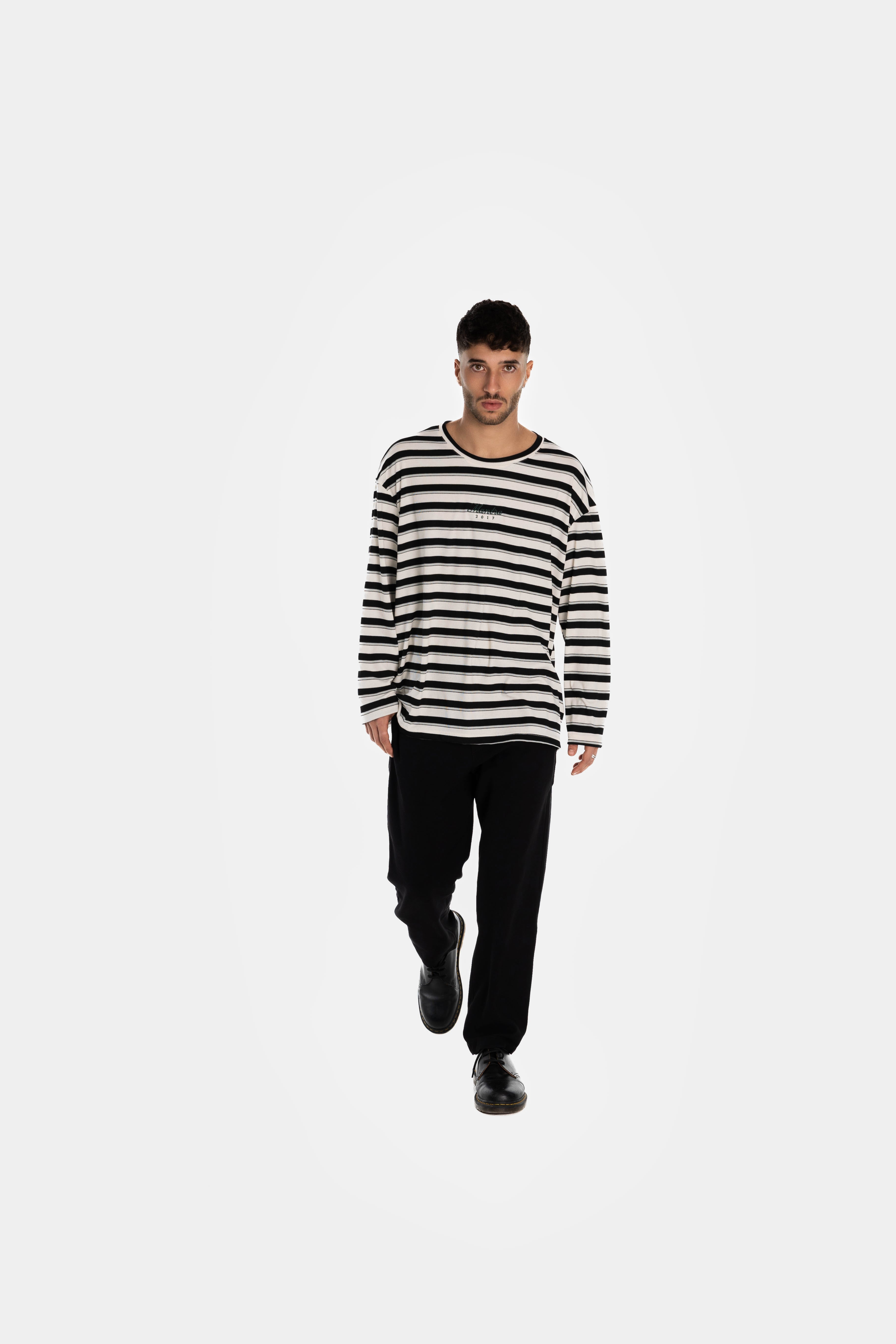 Black Long Sleeve Striped T