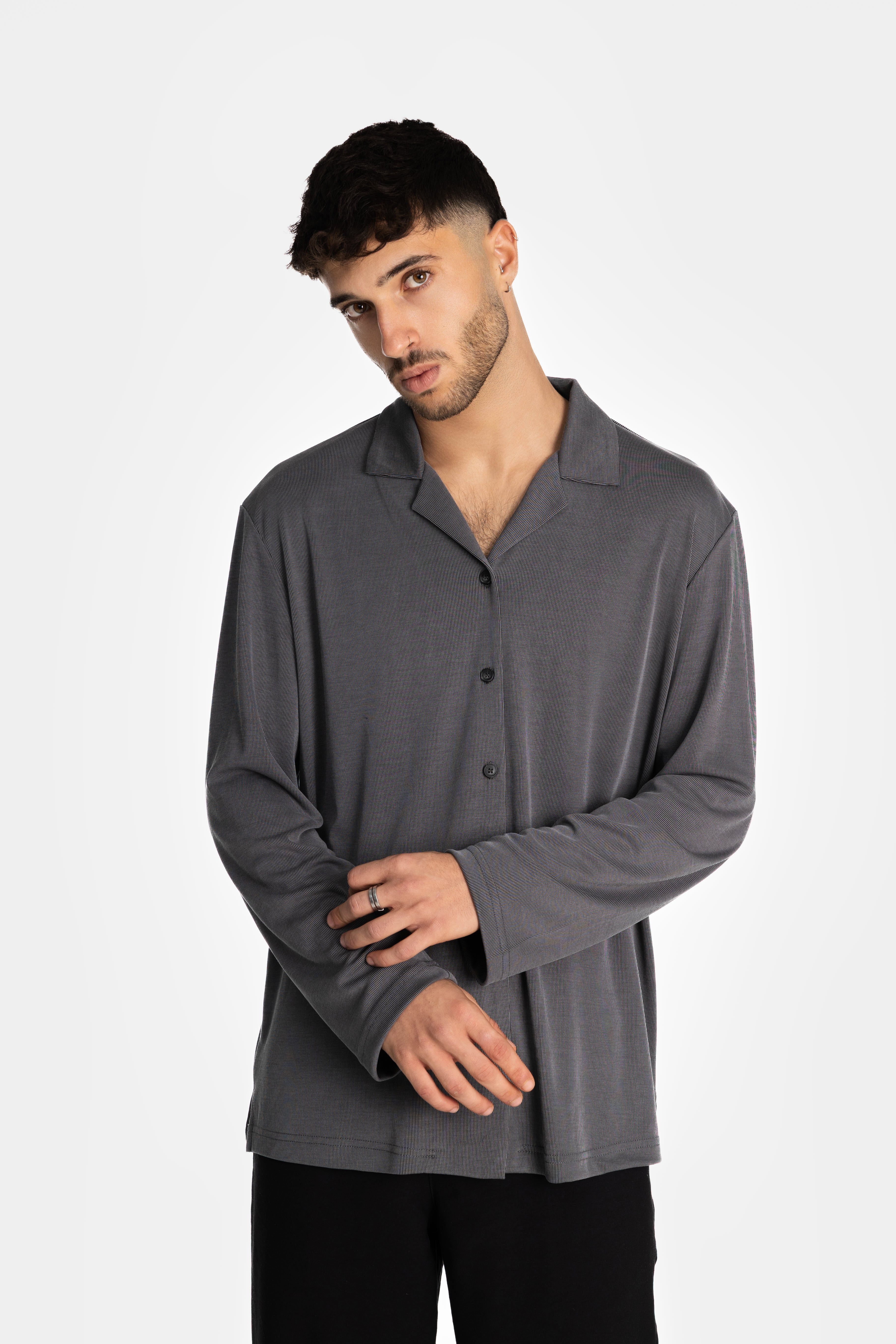 Dark Gray Rib Loose Shirt