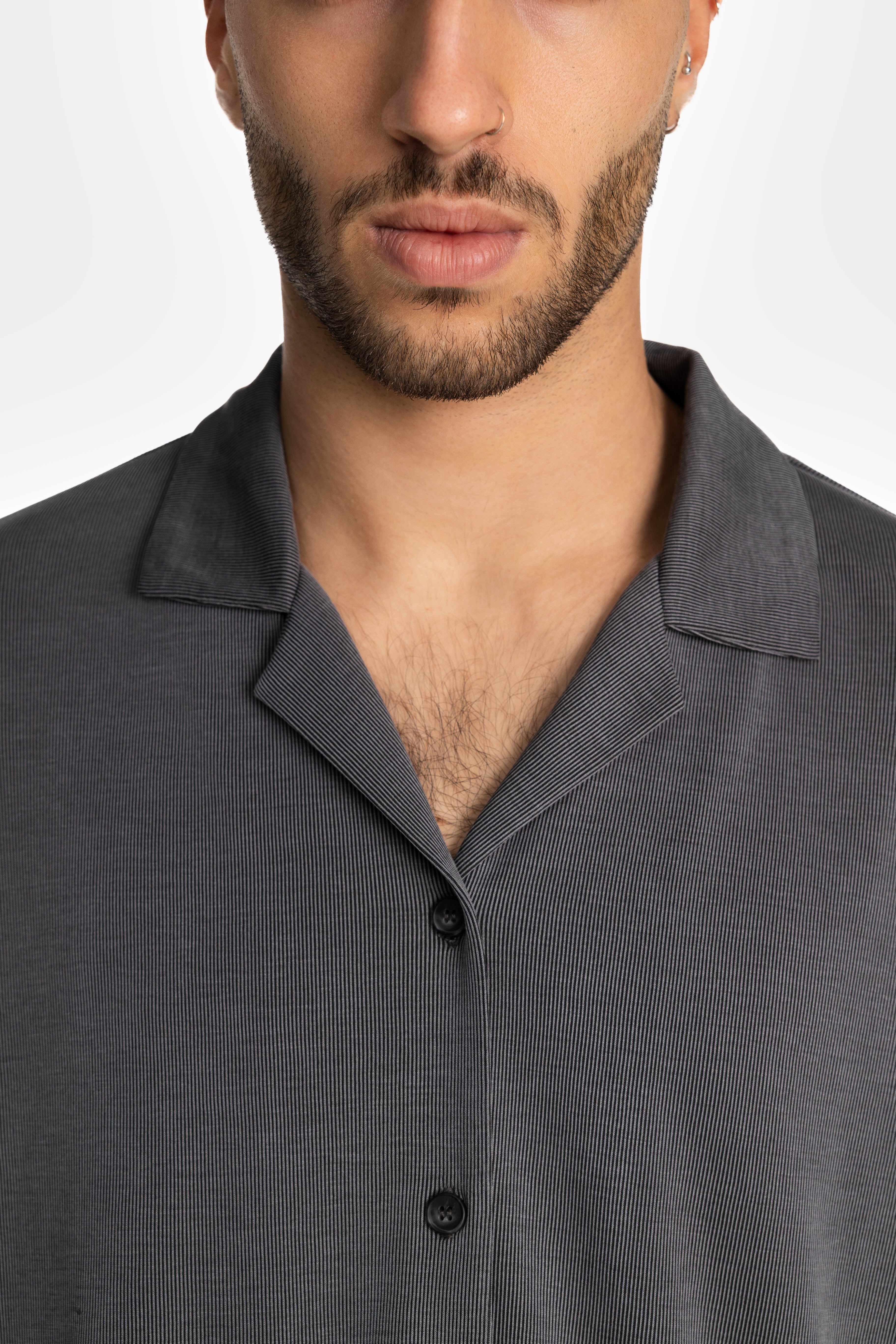 Dark Gray Rib Loose Shirt
