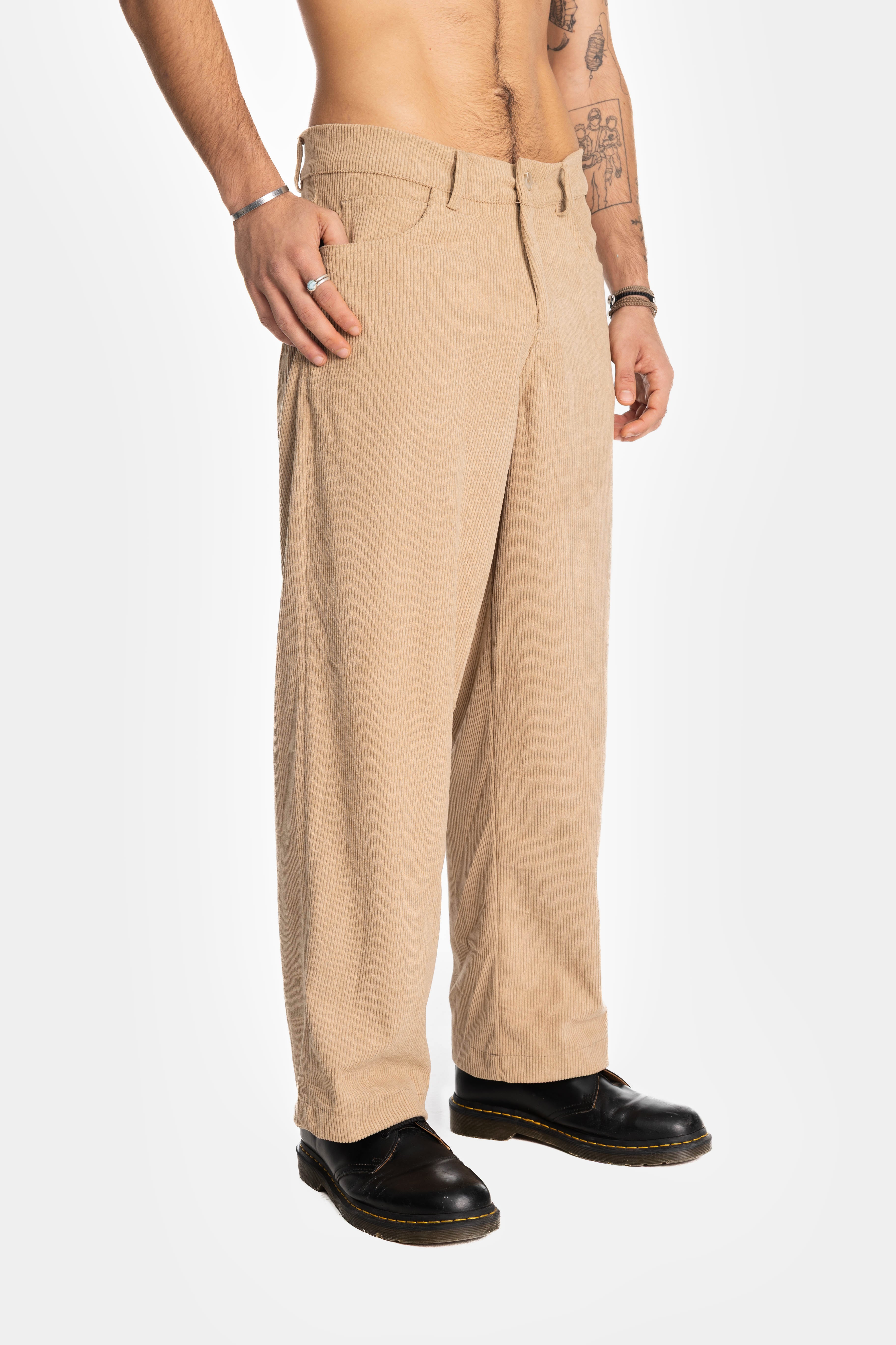Camel Wide Leg Corduroy Pants