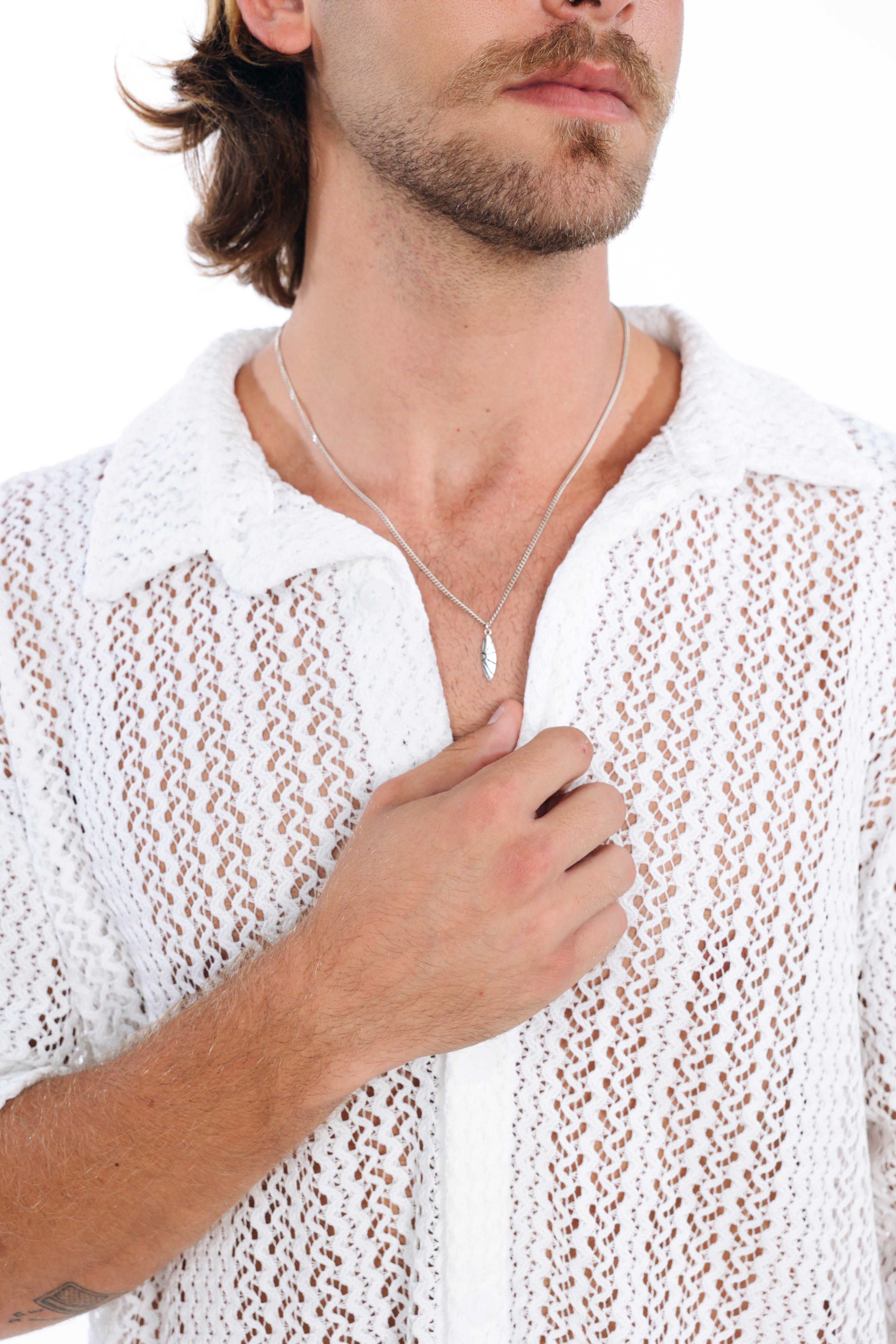 White Knit Oversized Shirt