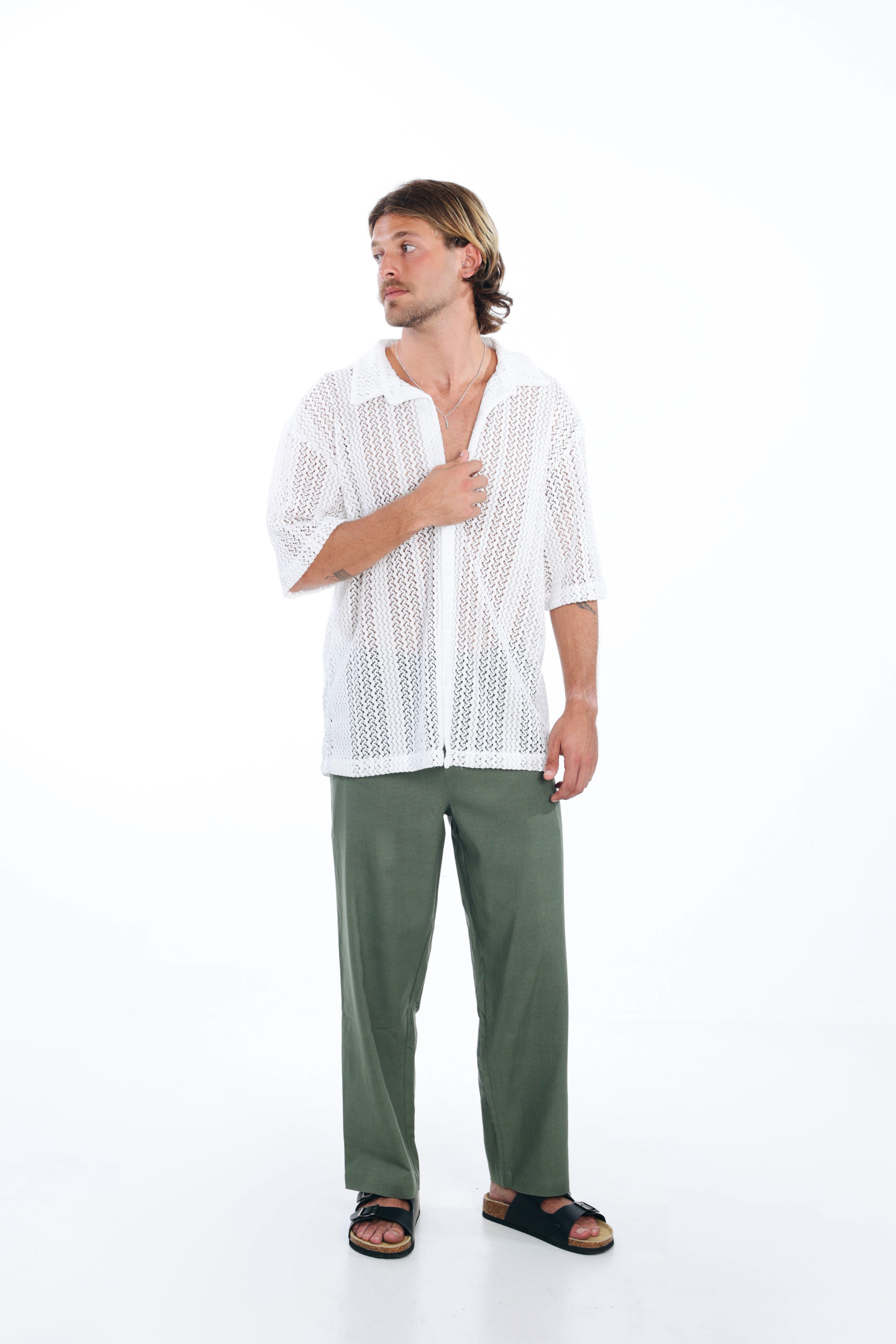White Knit Oversized Shirt