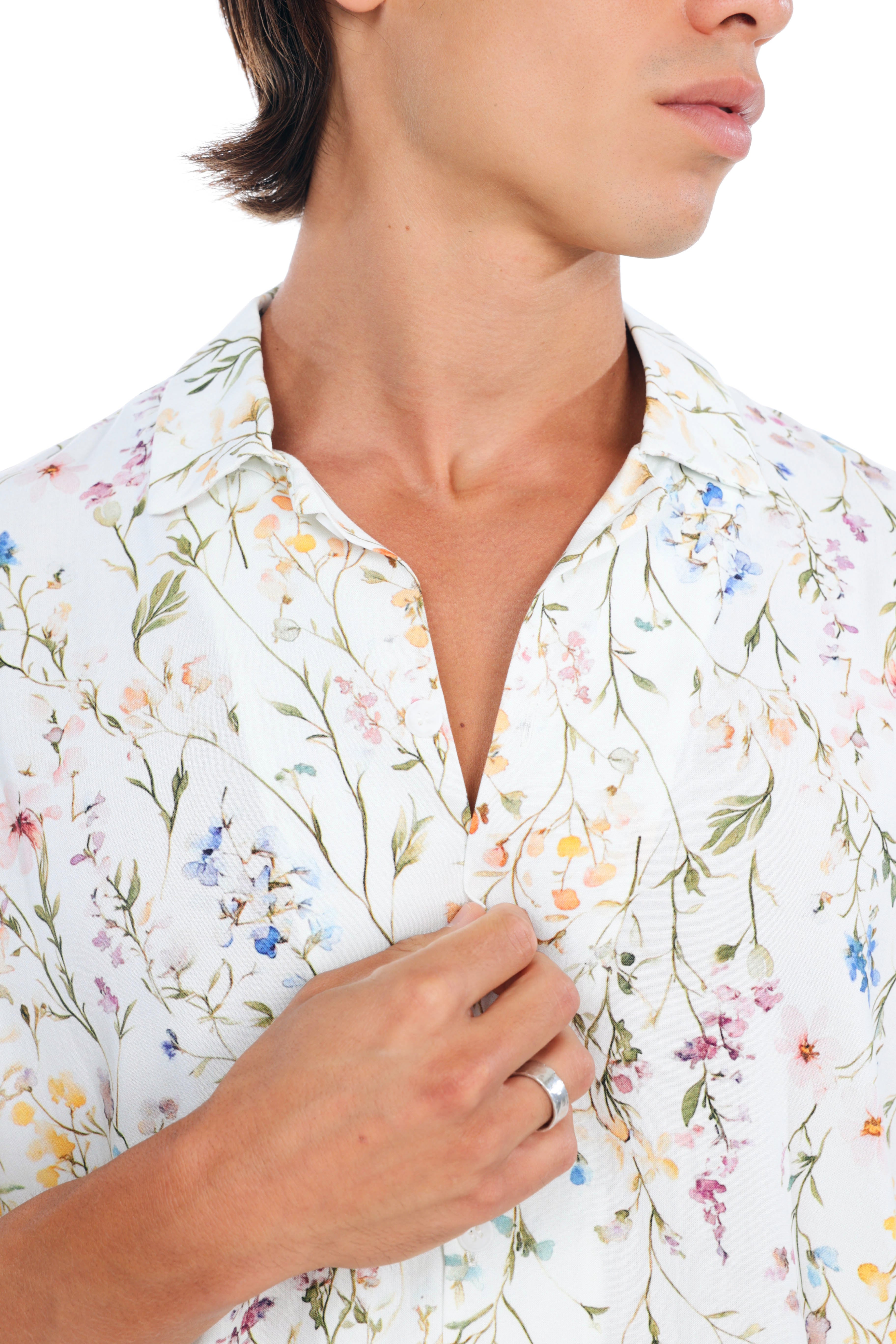 White Flowers Printed Shirt