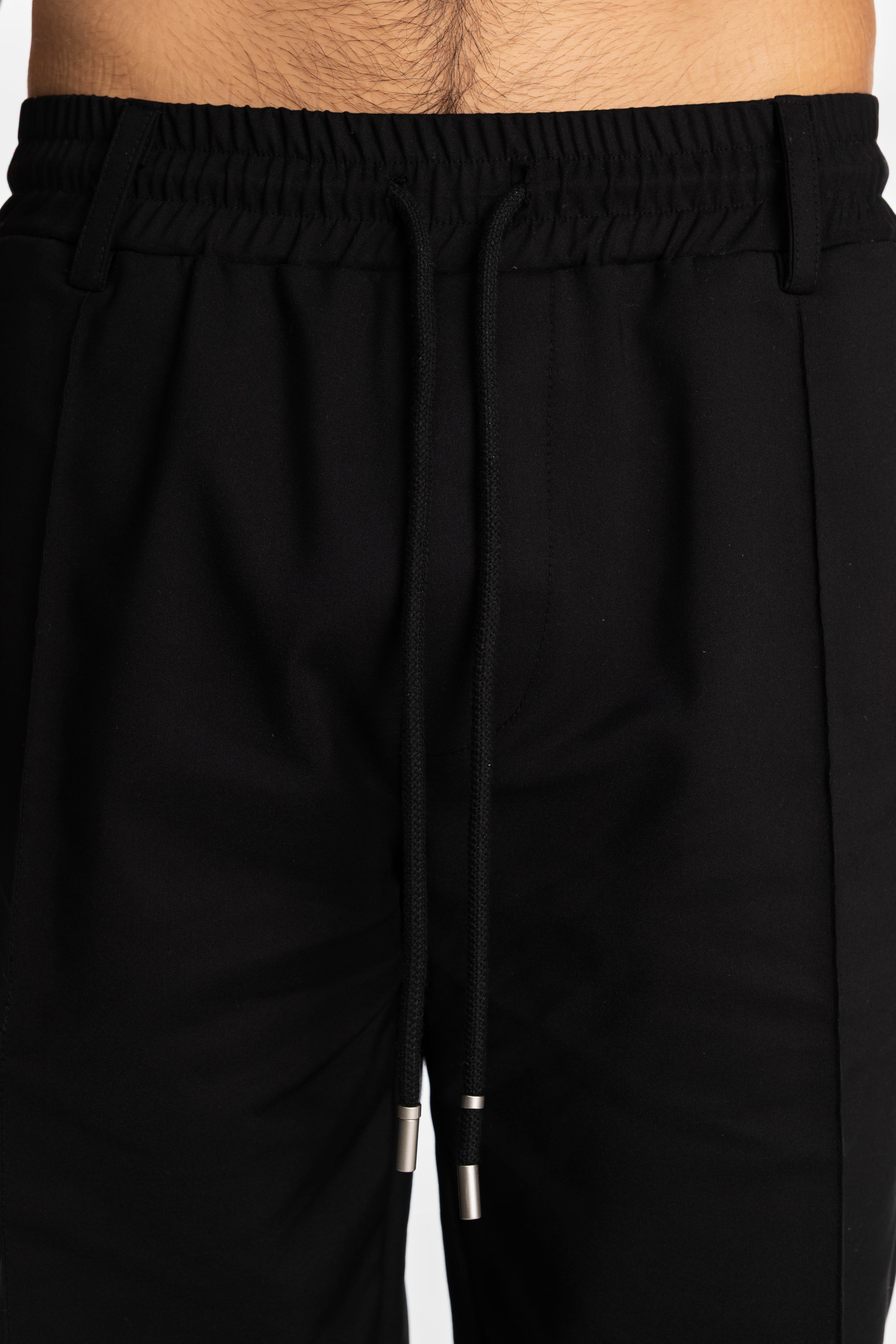 Black Straight Leg Light Pintuck Pants