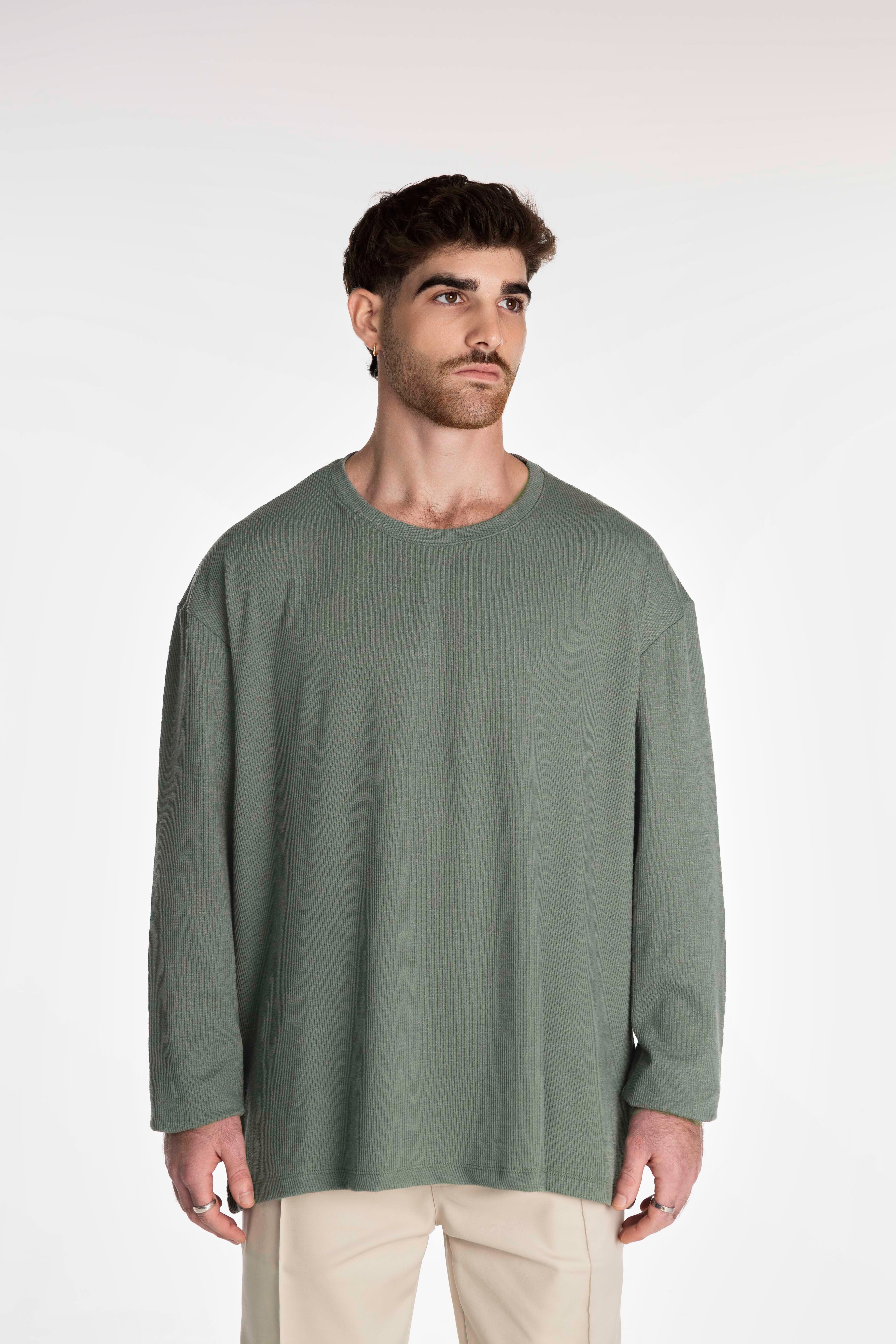 Olive Long Rib Oversized T