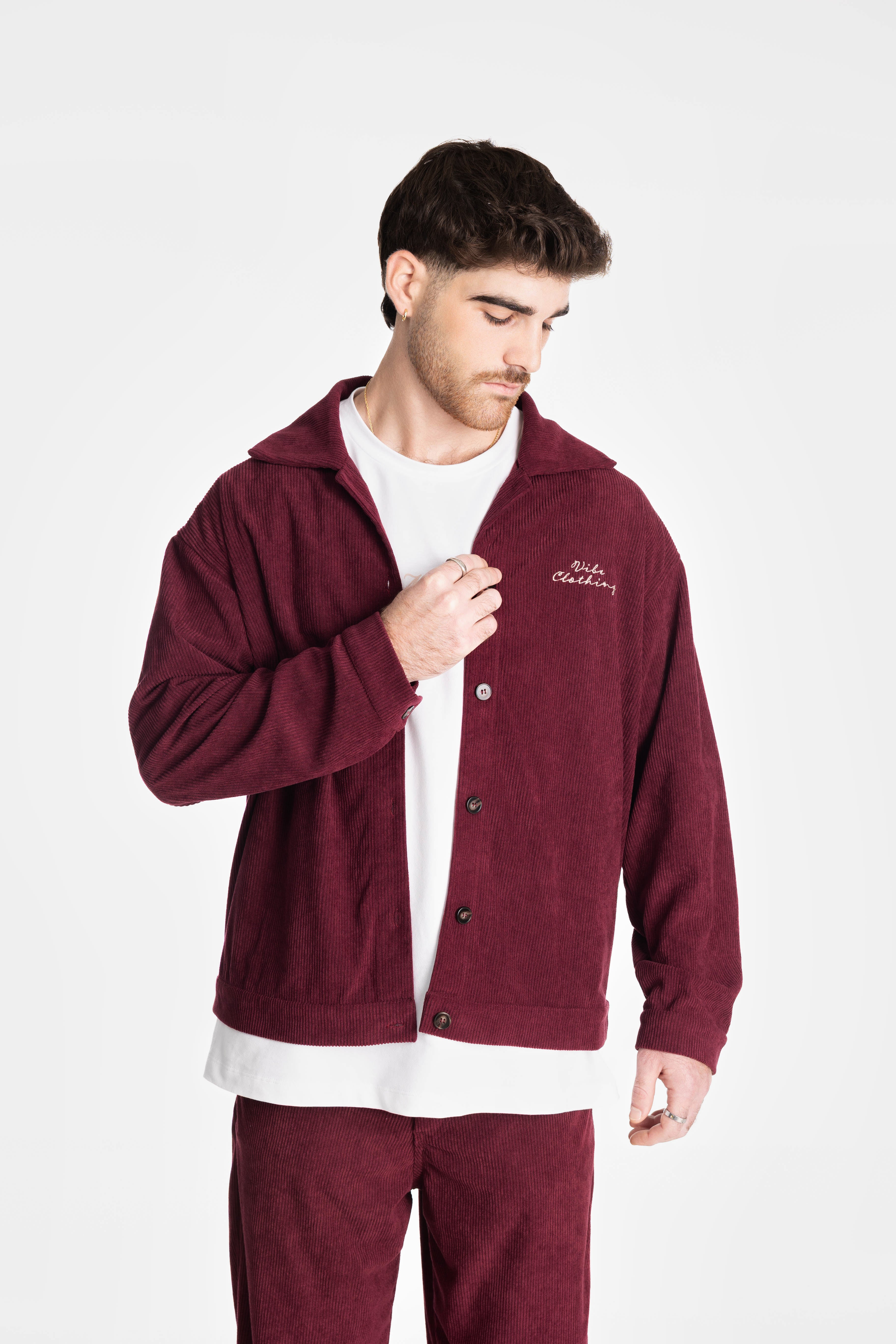 Burgundy Loose Corduroy Jacket