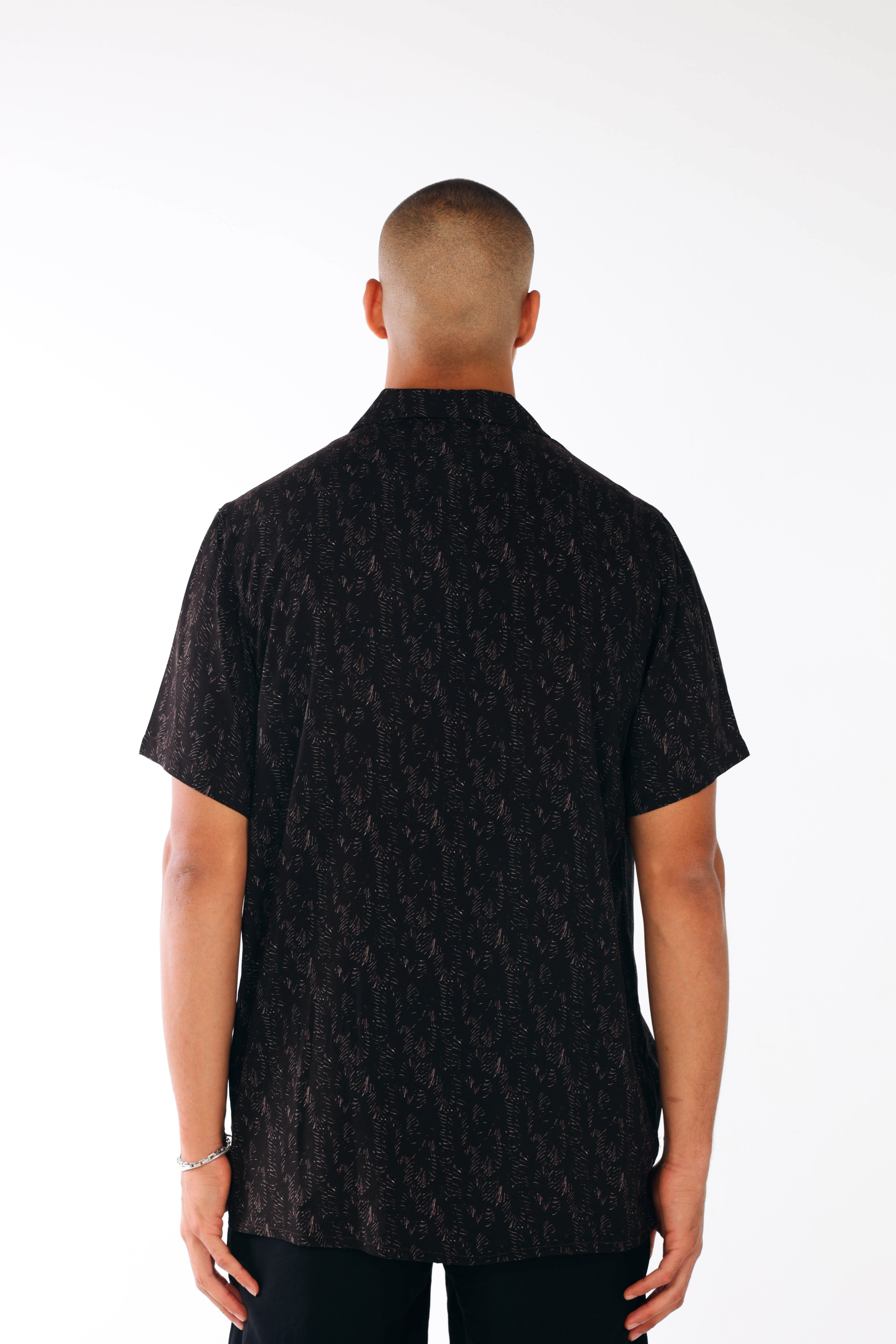 Black thin stripes printed shirt