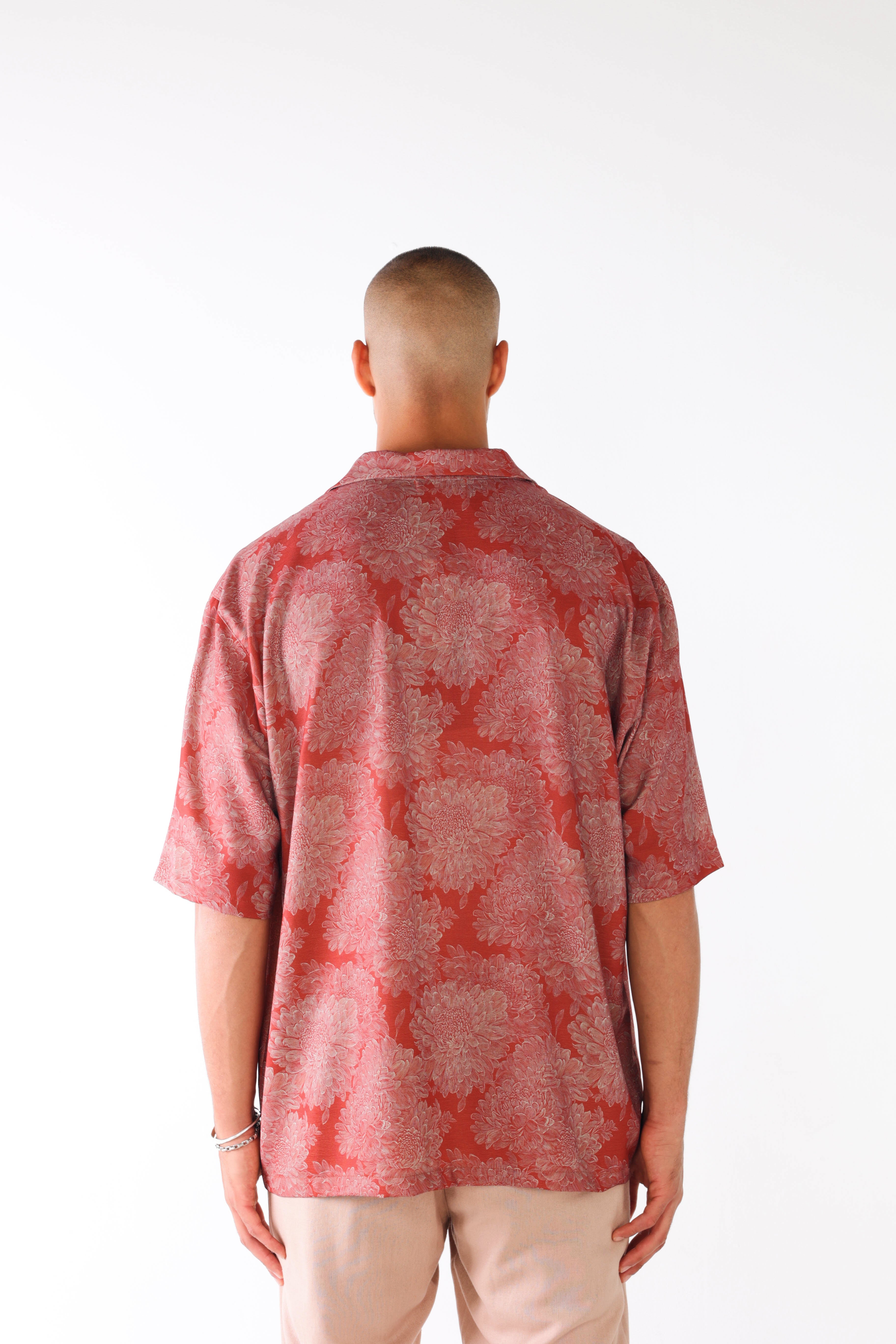 Red rose oversized shirt print