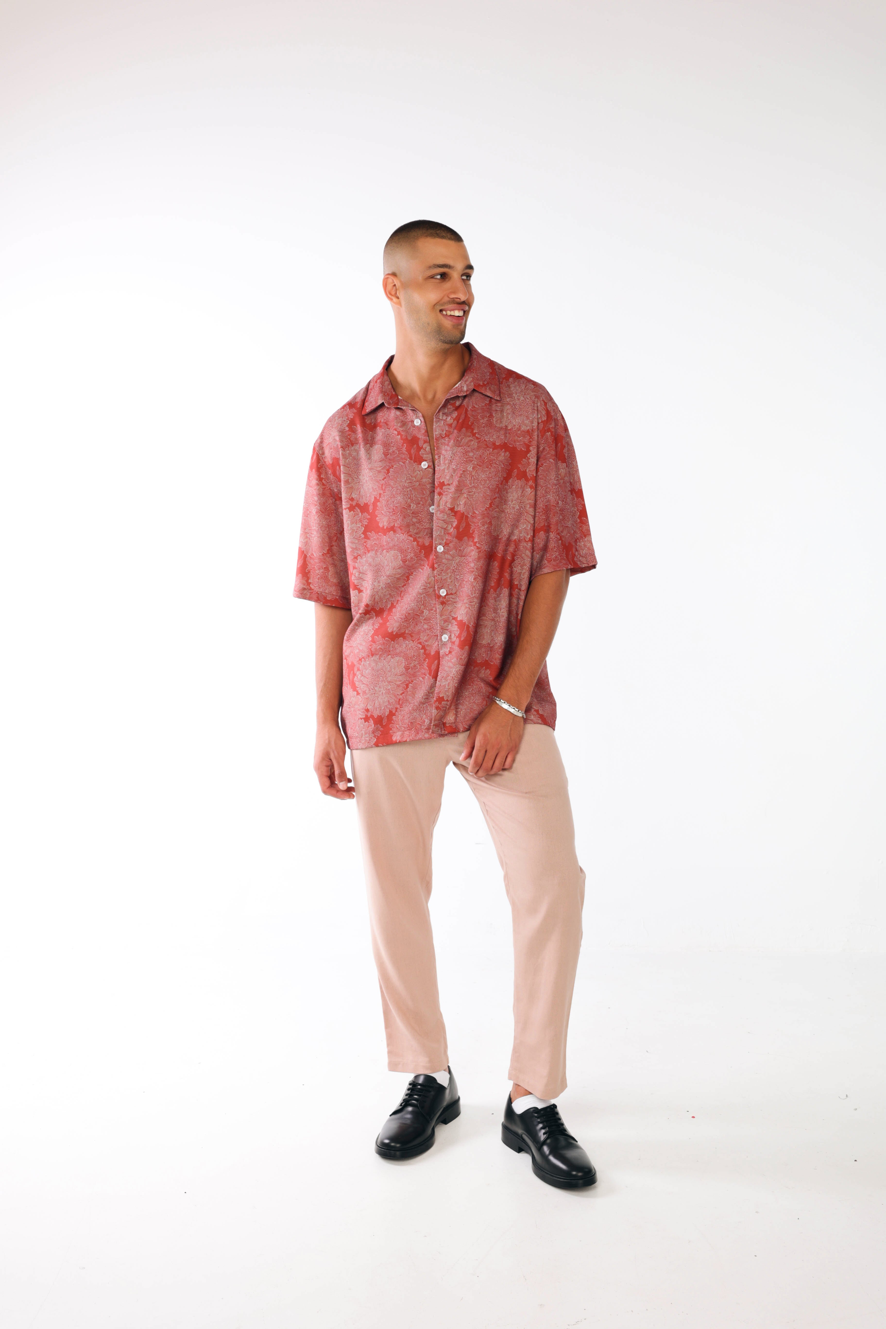 Red rose oversized shirt print