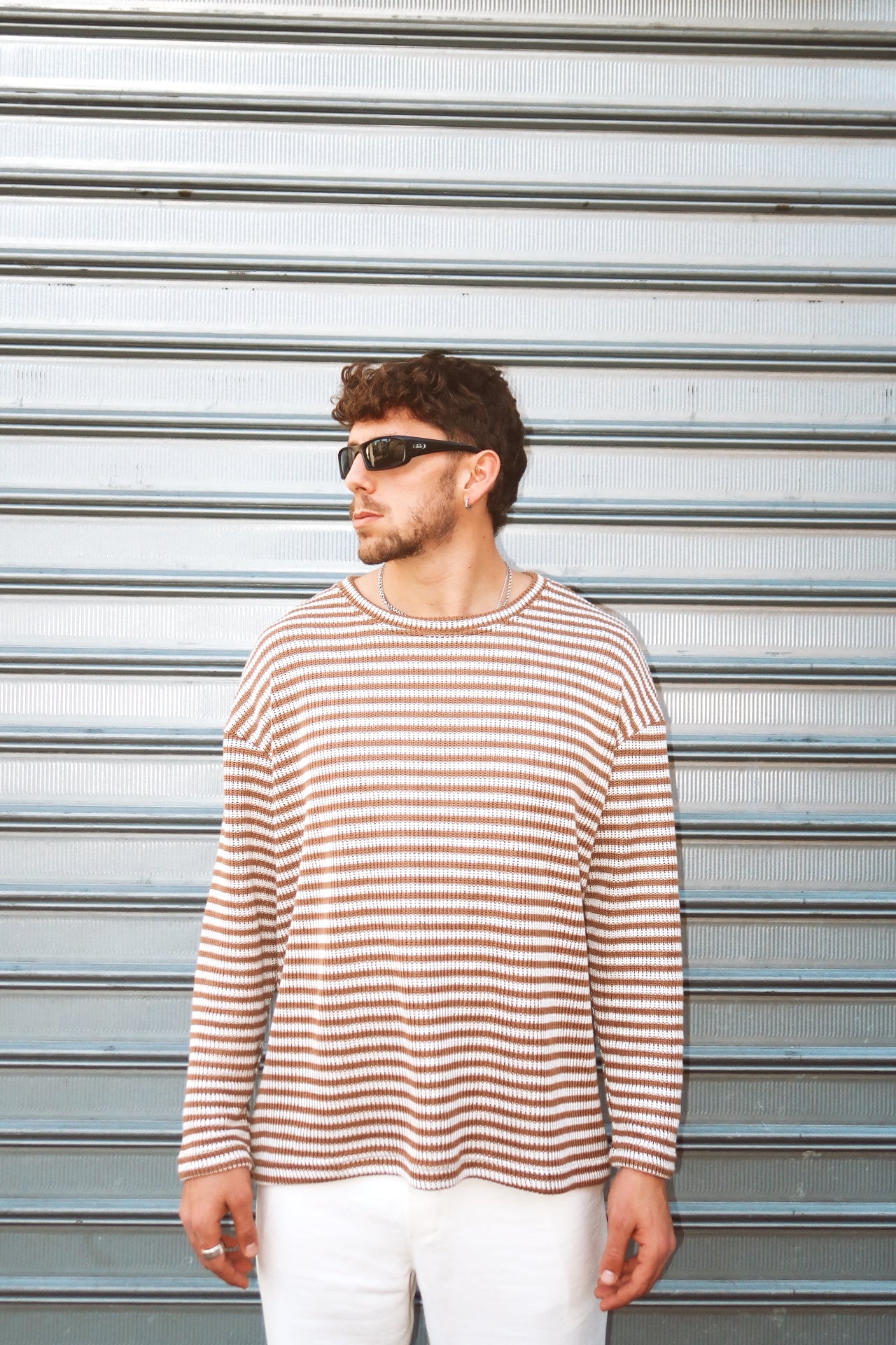 Brown & White Stripe Oversize Knit