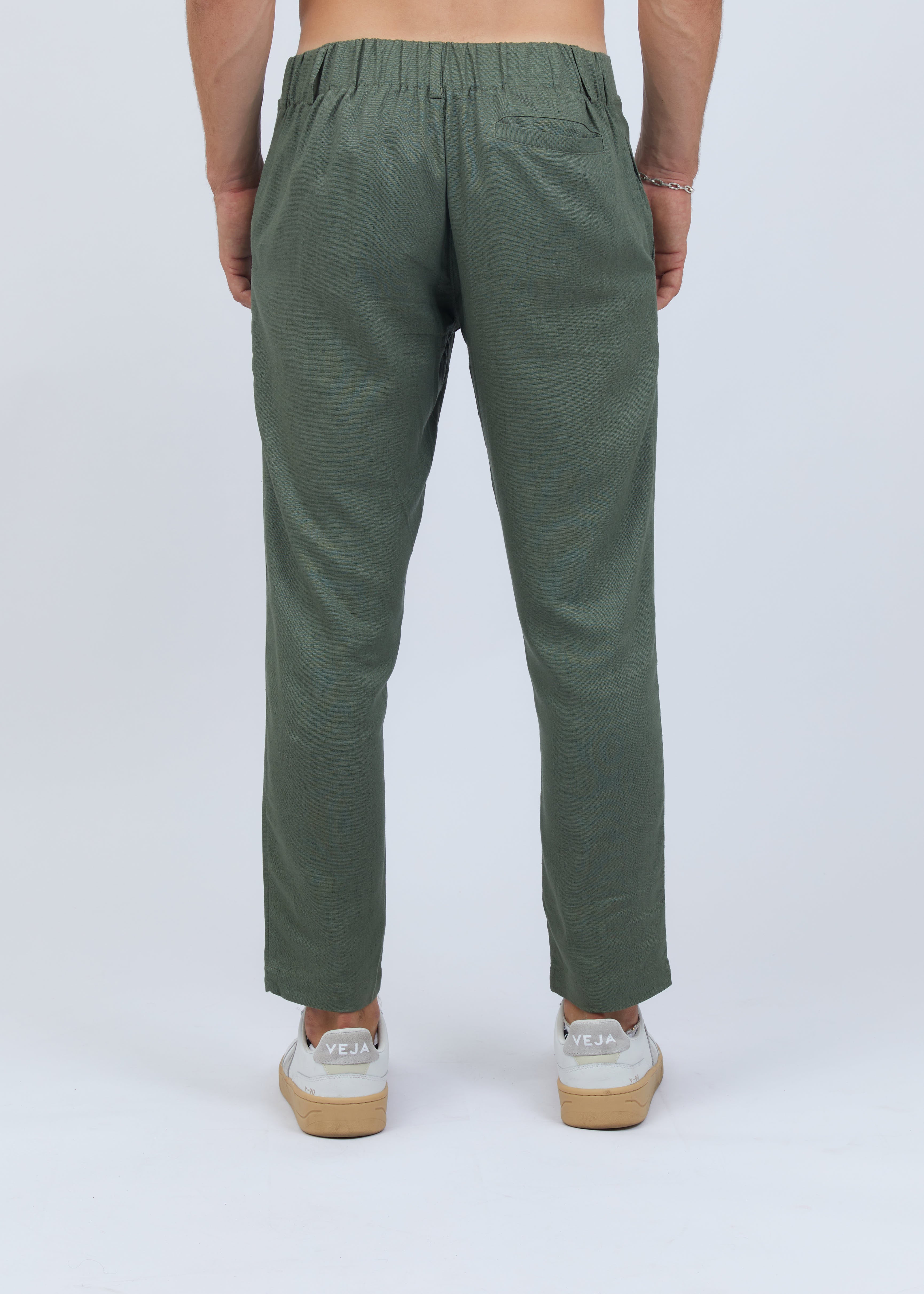 Dark Olive slim fit linen
