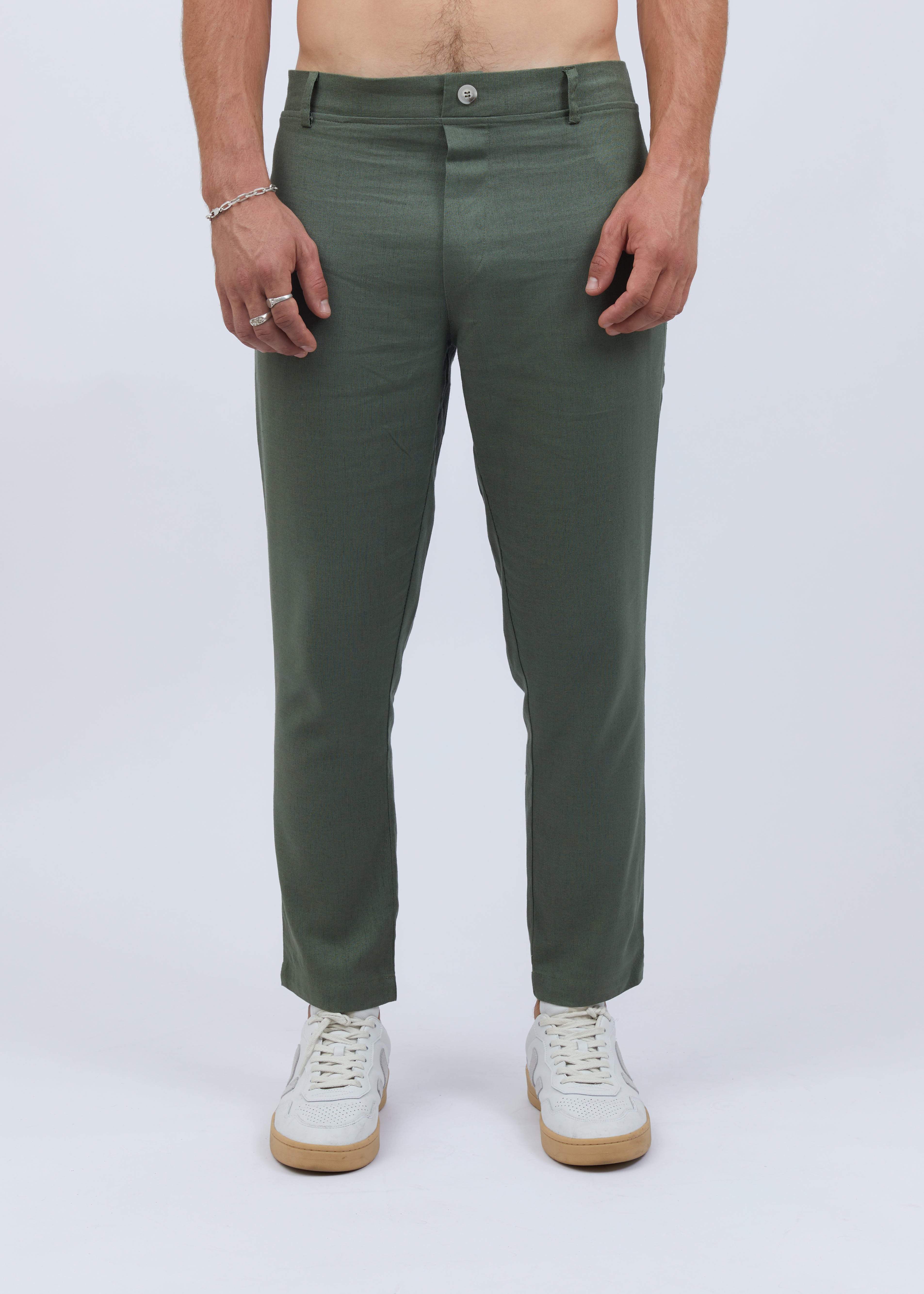Dark Olive slim fit linen