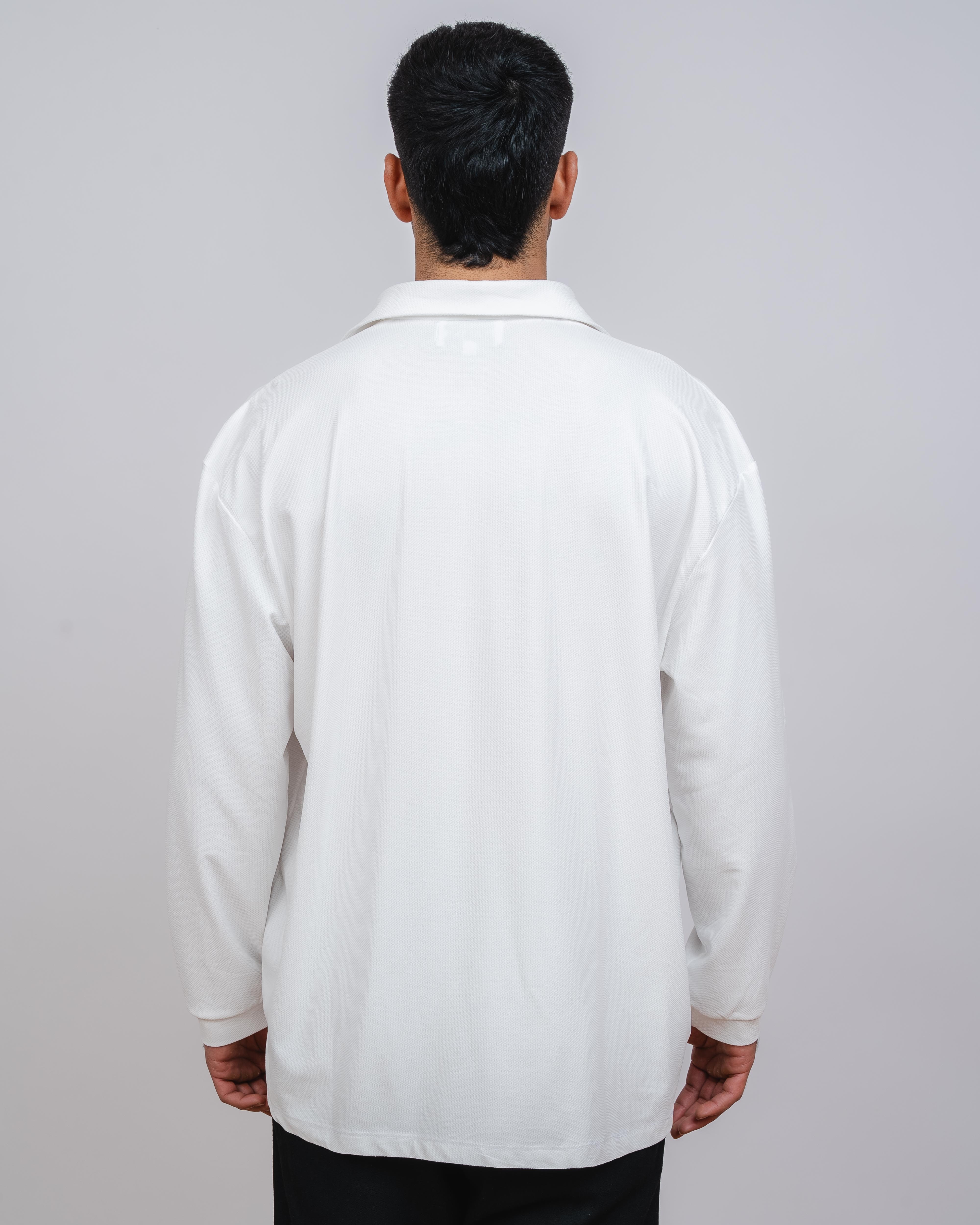 Long off - white waffle polo