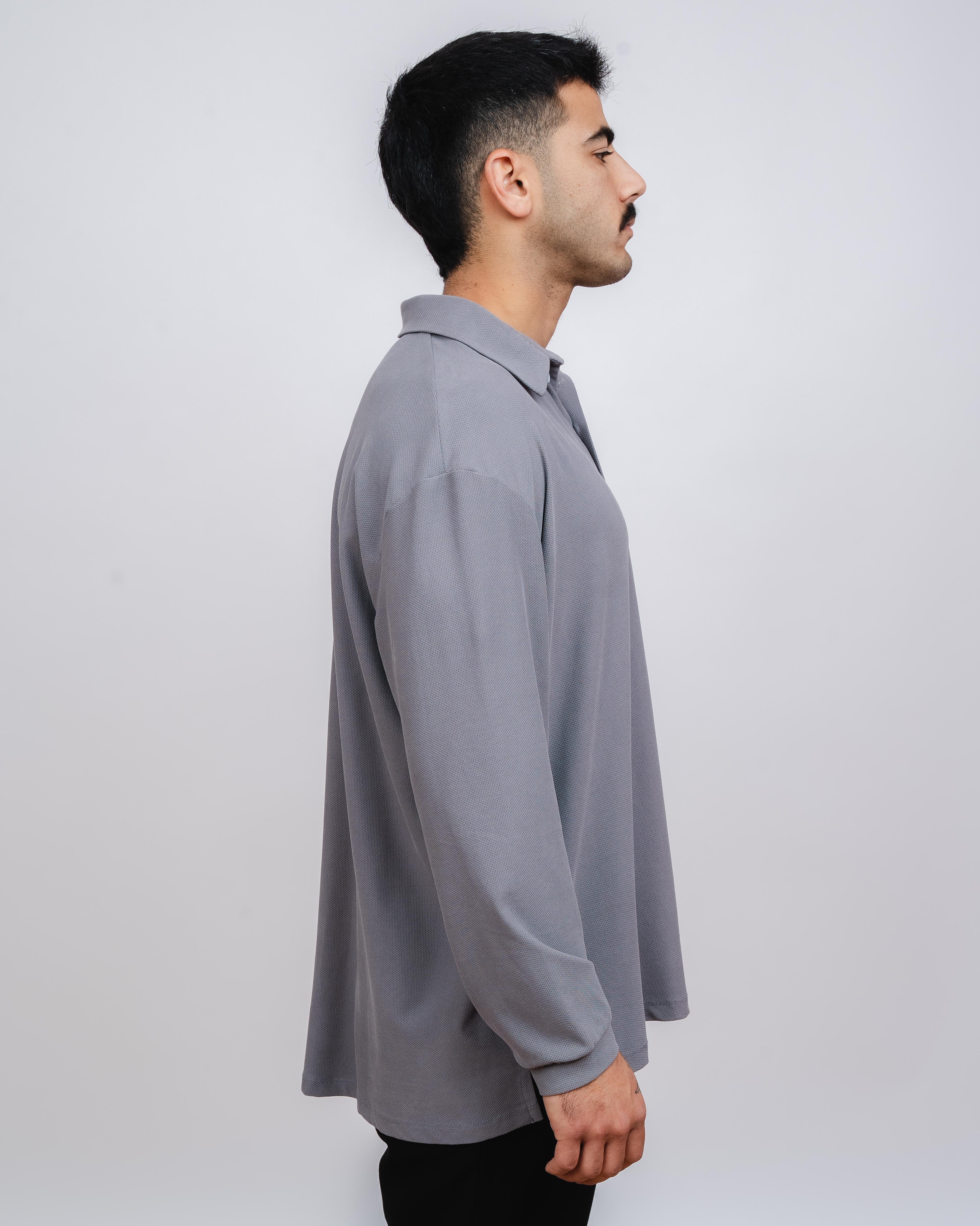 Long grey waffle polo