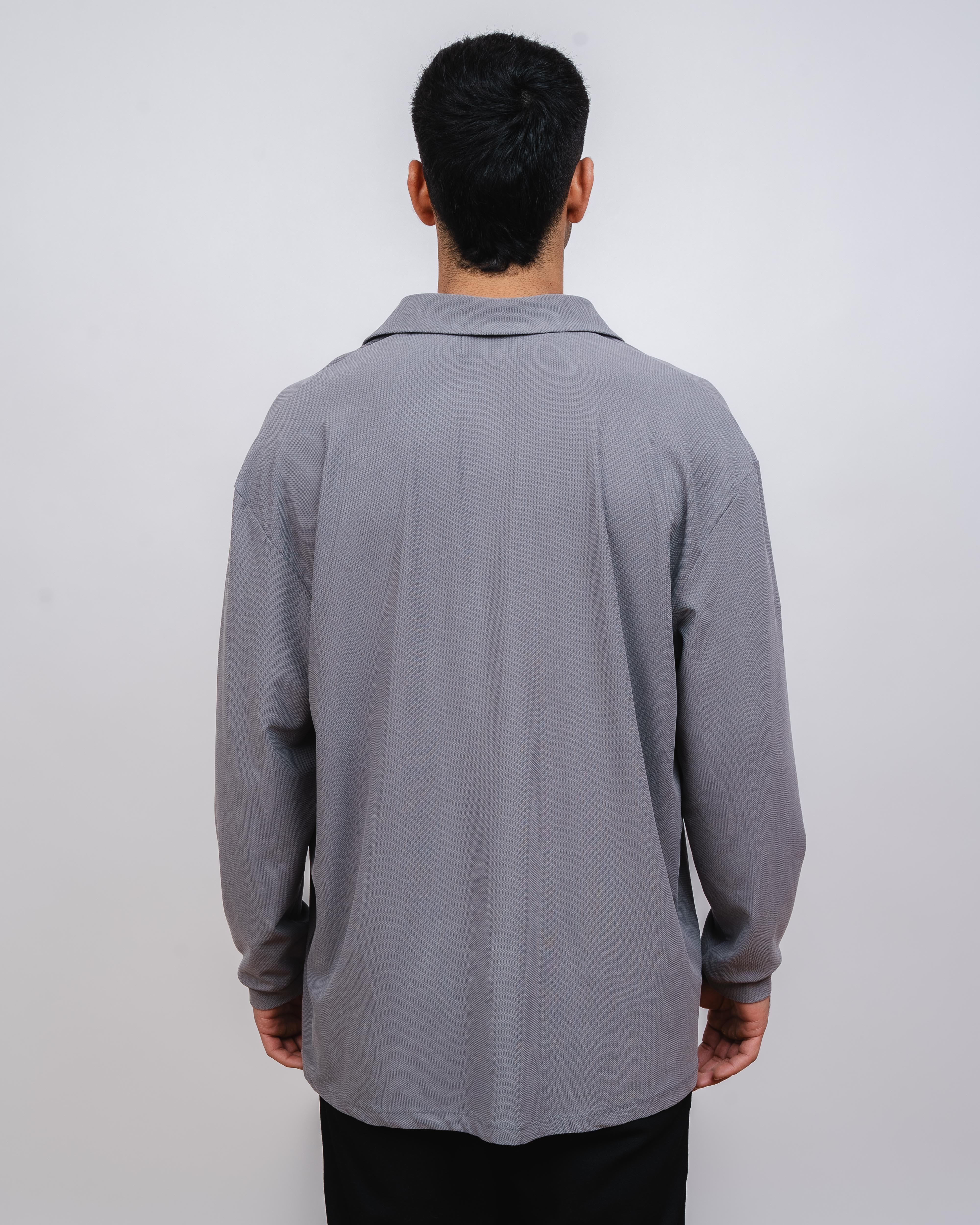 Long grey waffle polo