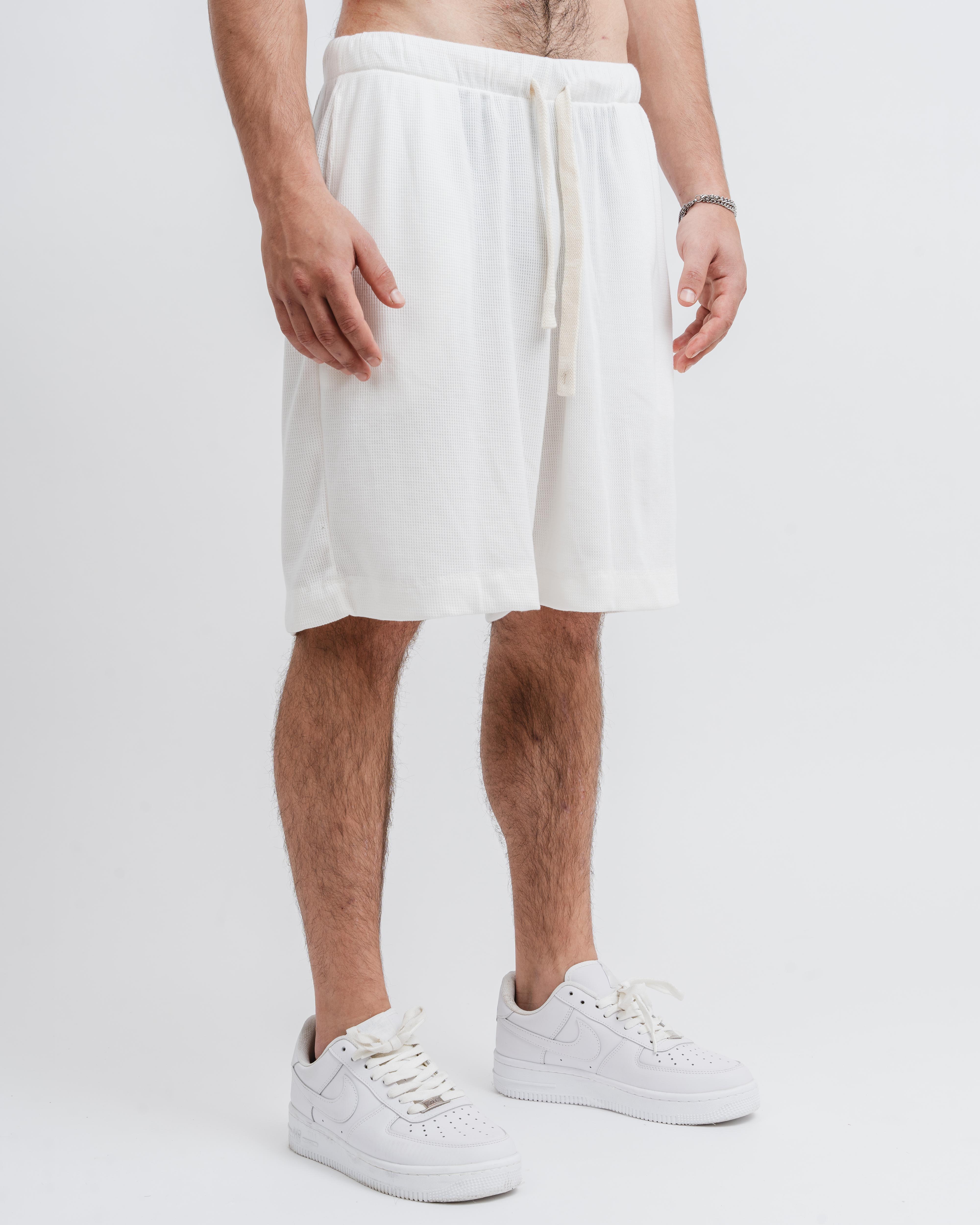 White Waffle Shorts