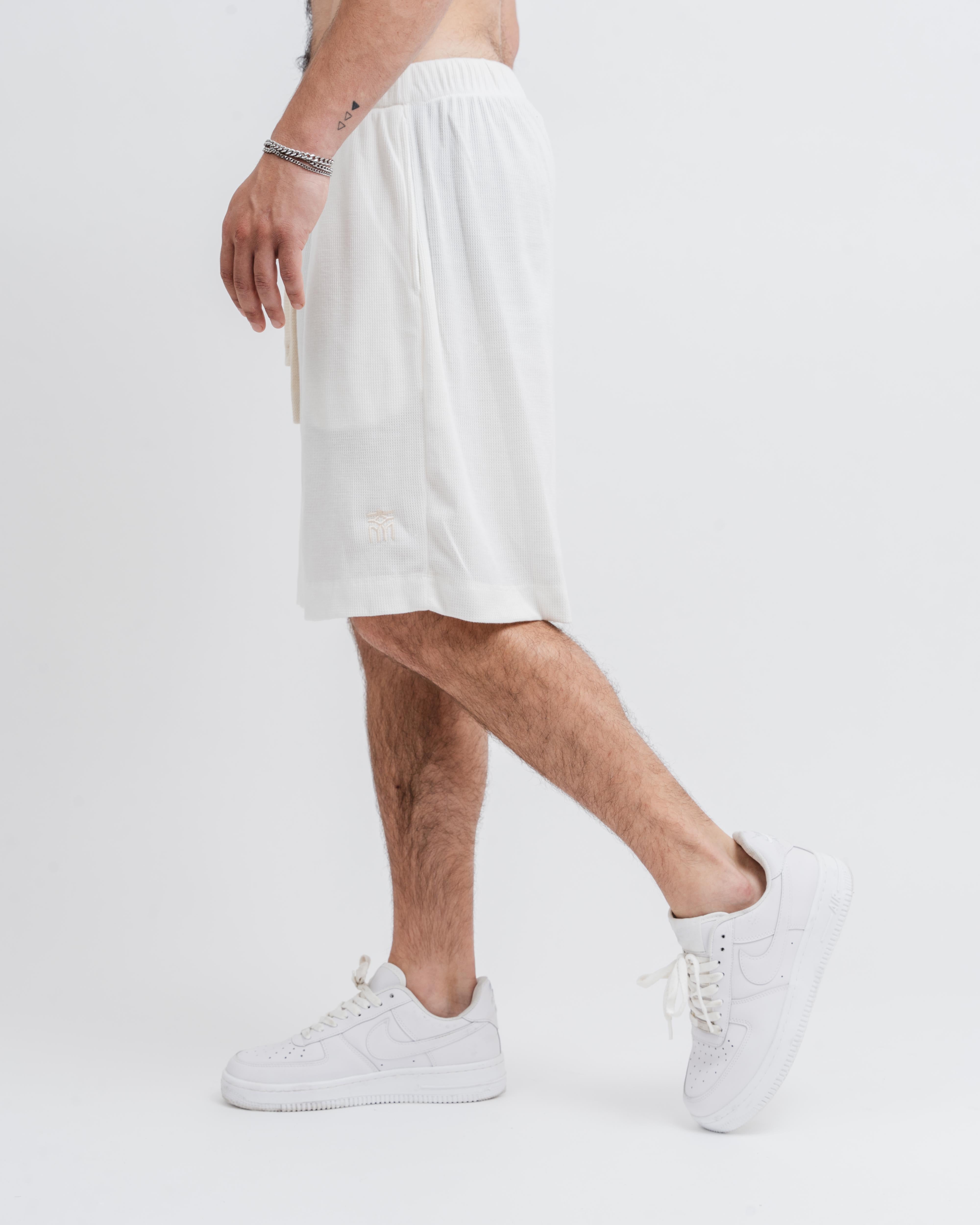 White Waffle Shorts
