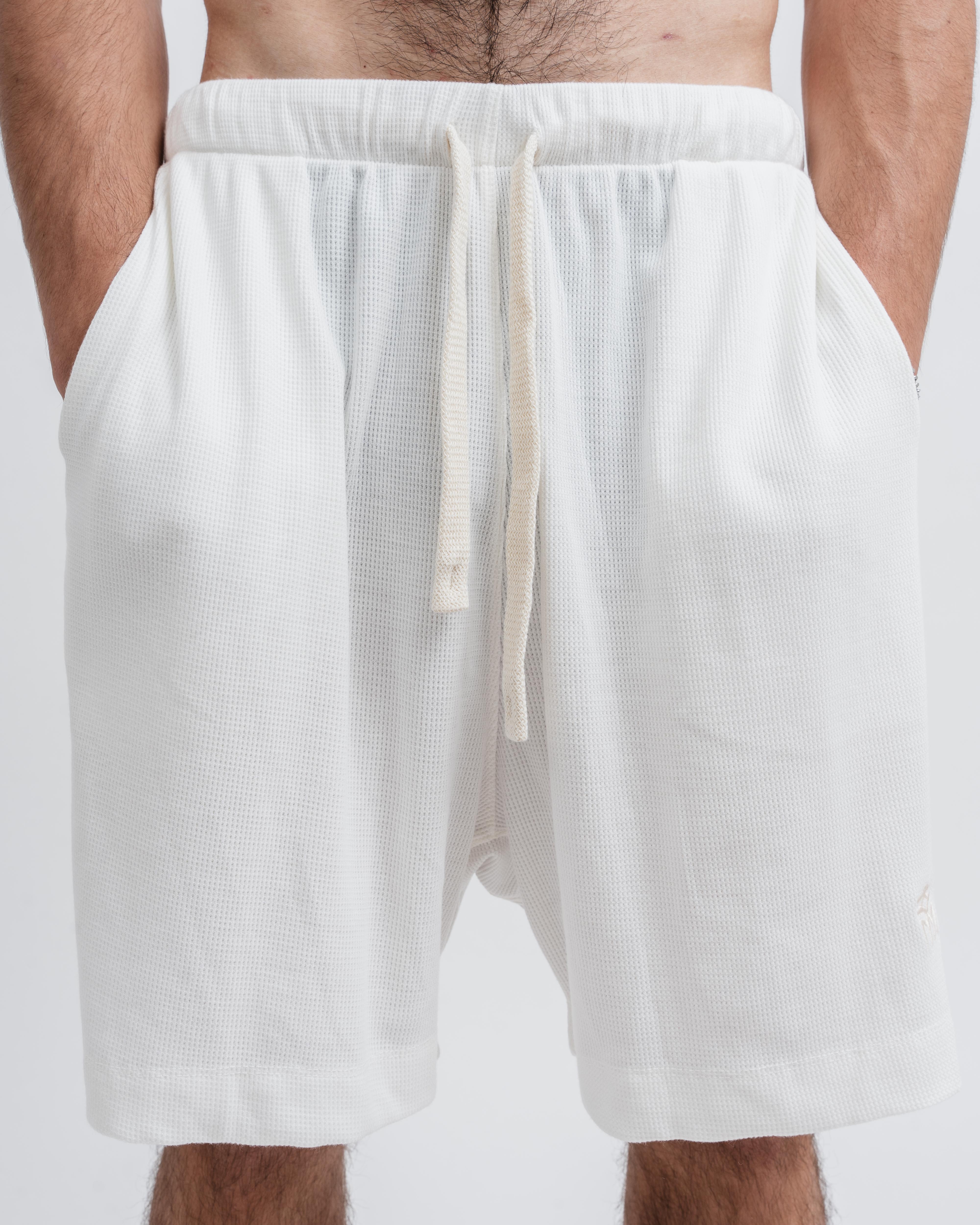 White Waffle Shorts