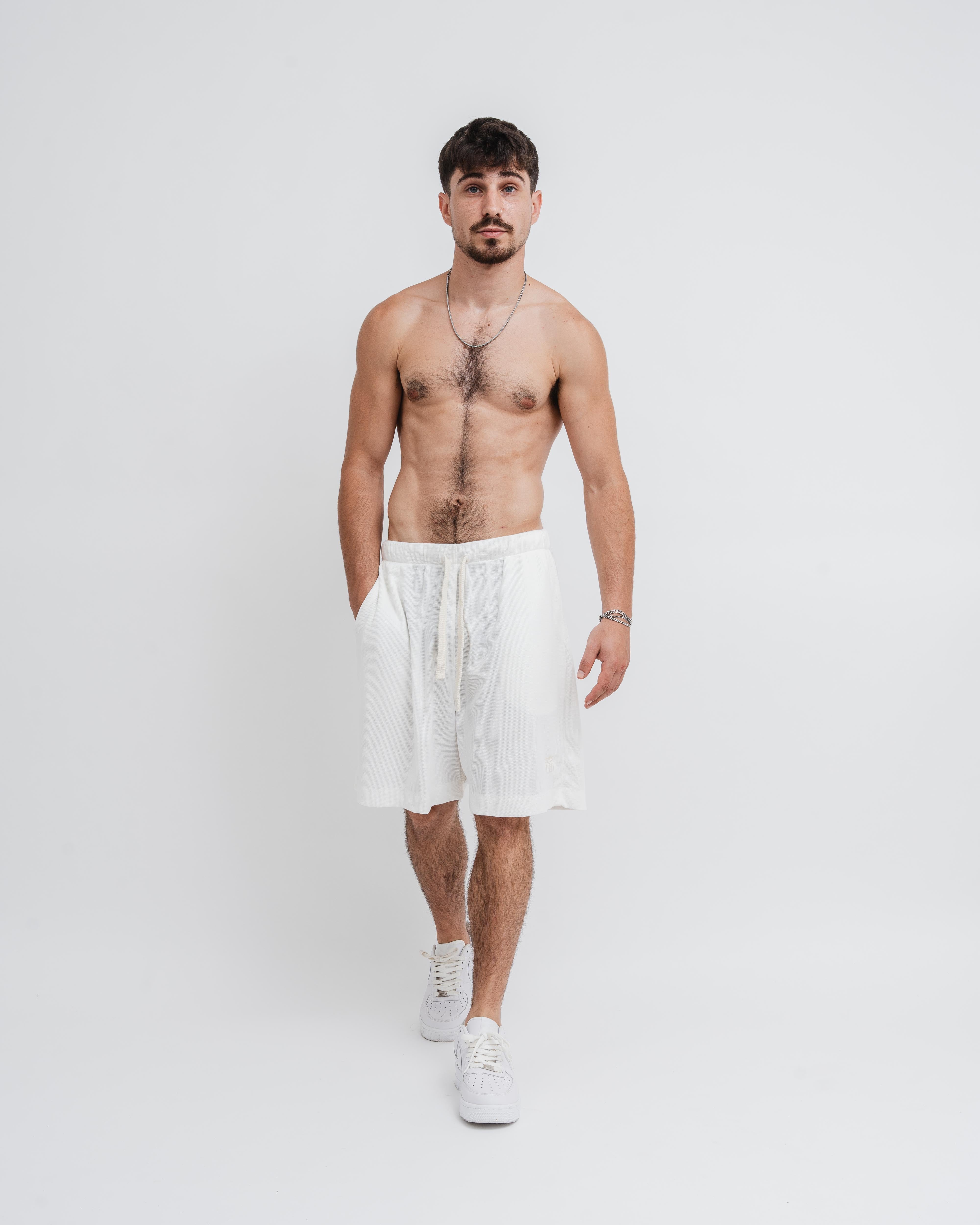 White Waffle Shorts