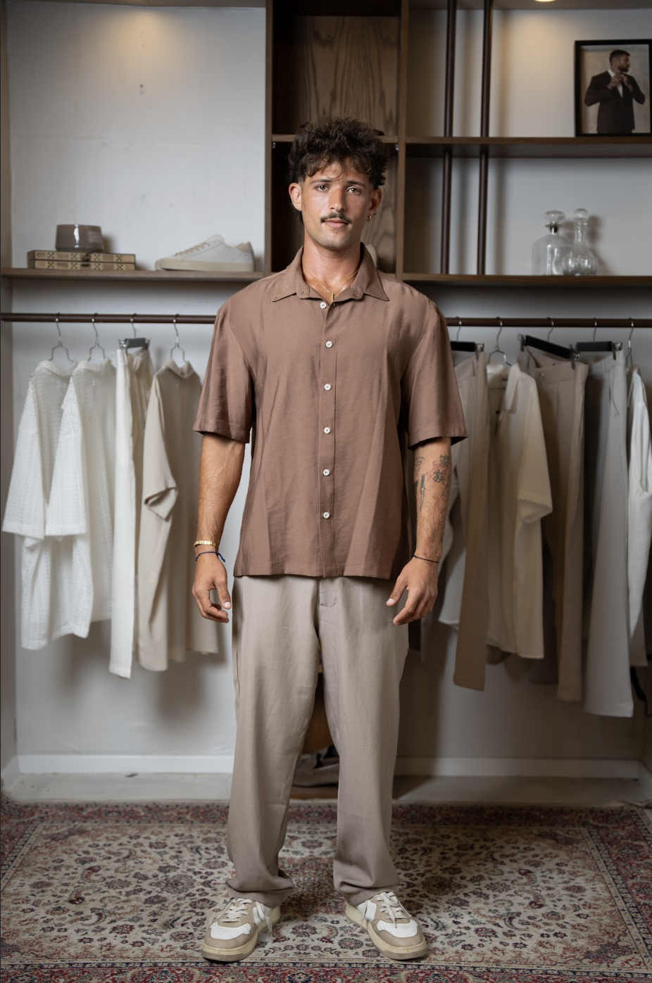 Brown Tencel Oversized Shirt