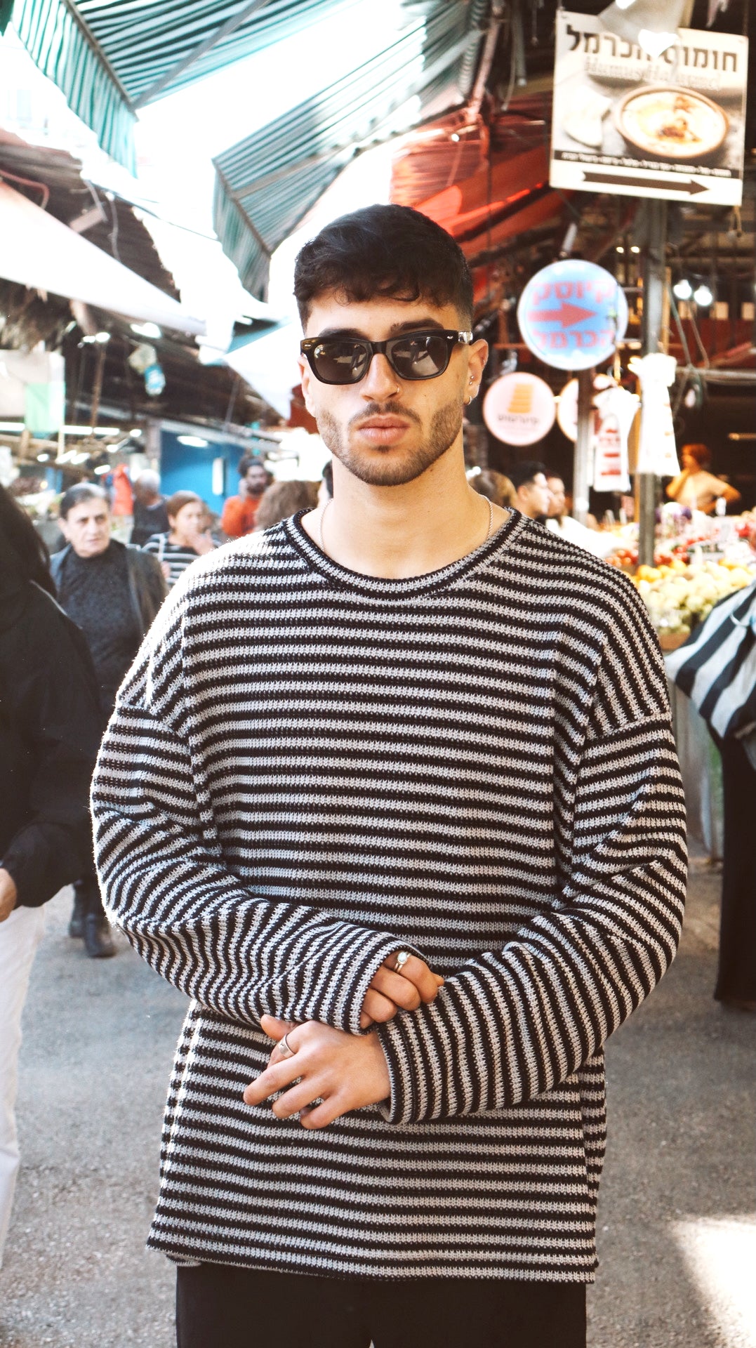 Black & Grey Stripe Oversize Knit