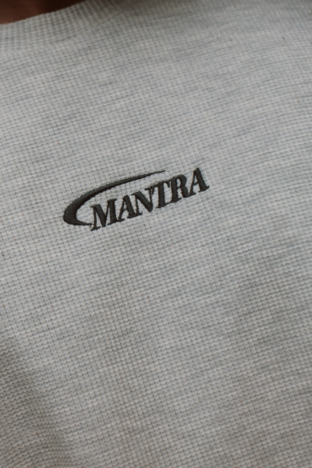 Off White Waffle Oversized Long Sleeve T