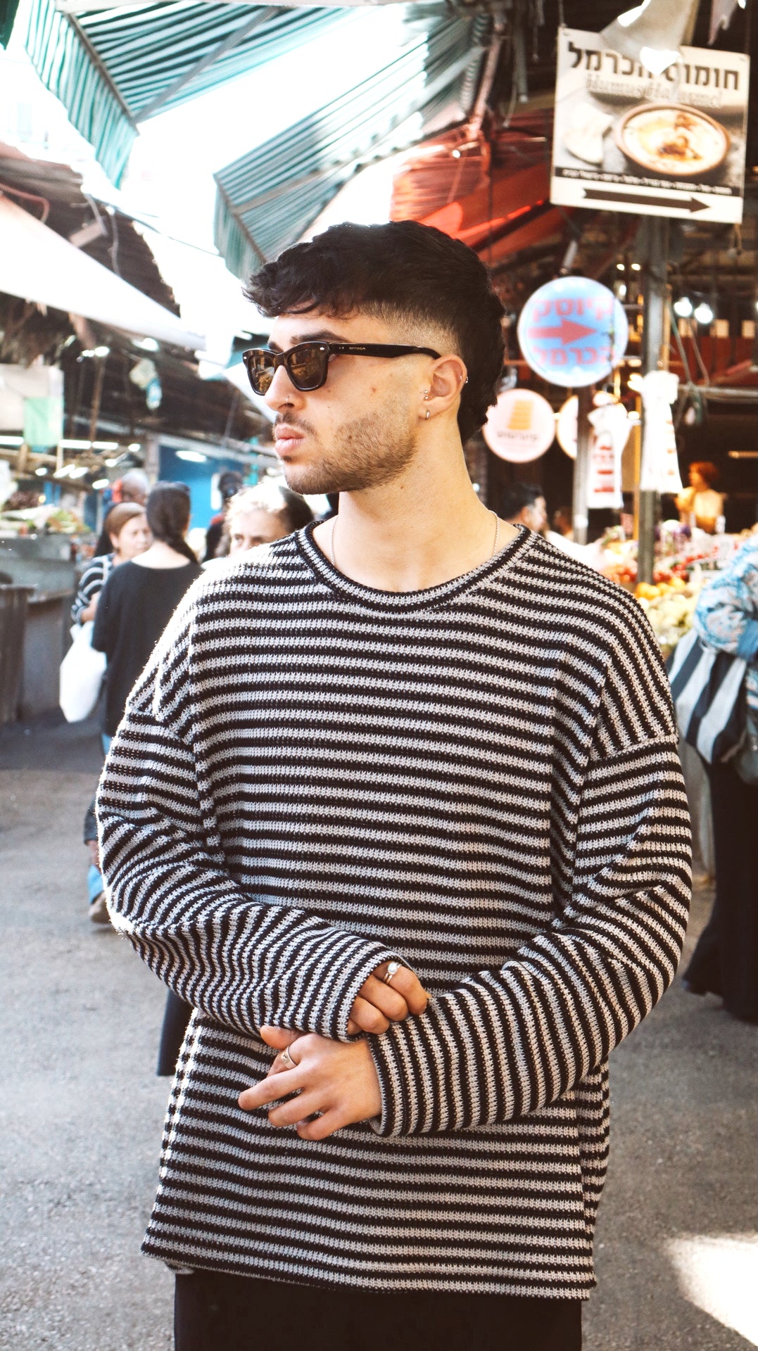 Black & Grey Stripe Oversize Knit