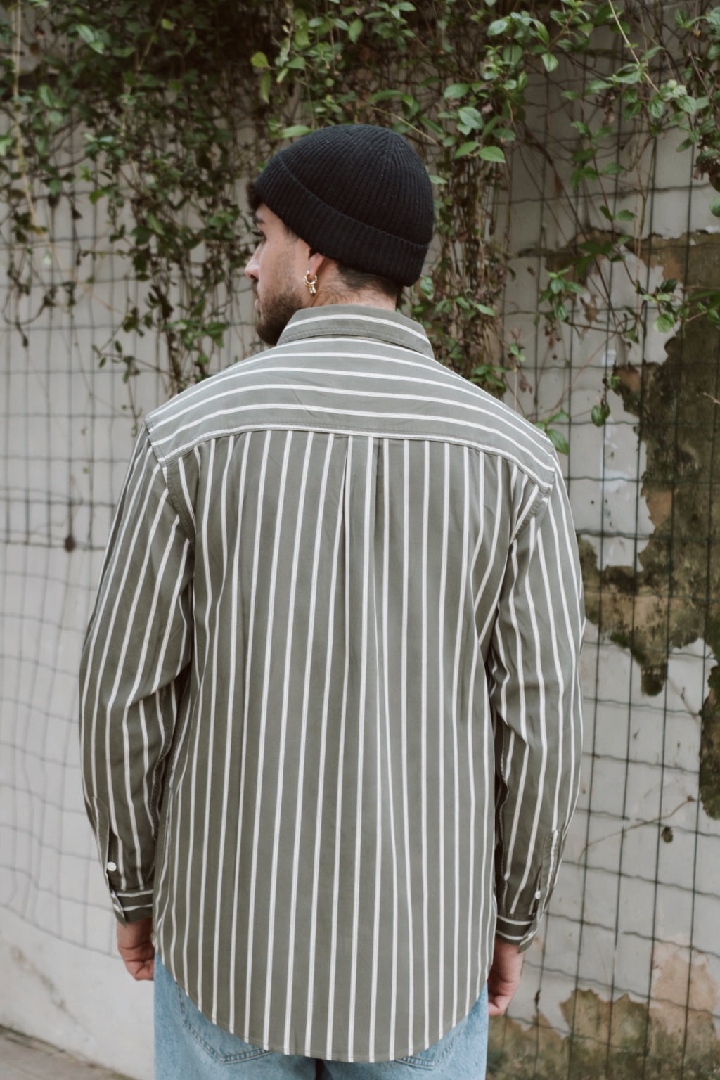Olive Stripe Oversize Shirt