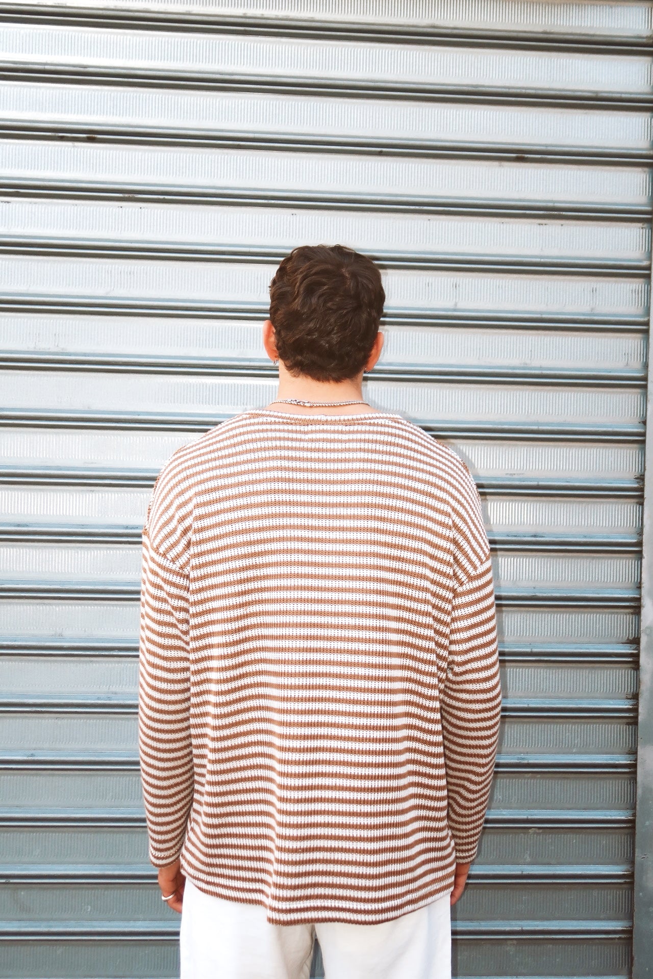 Brown & White Stripe Oversize Knit