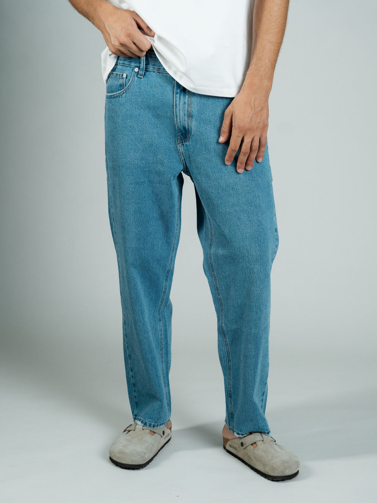 Light Blue Wash Straight Leg Jeans
