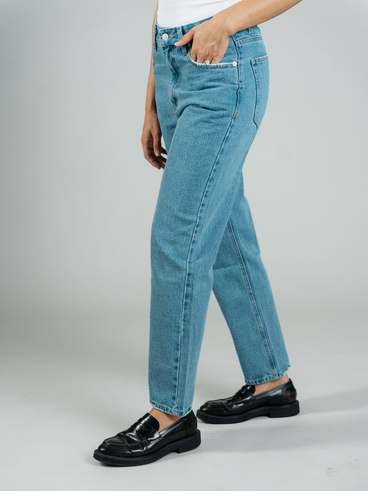 Light Blue Wash Straight Leg Jeans