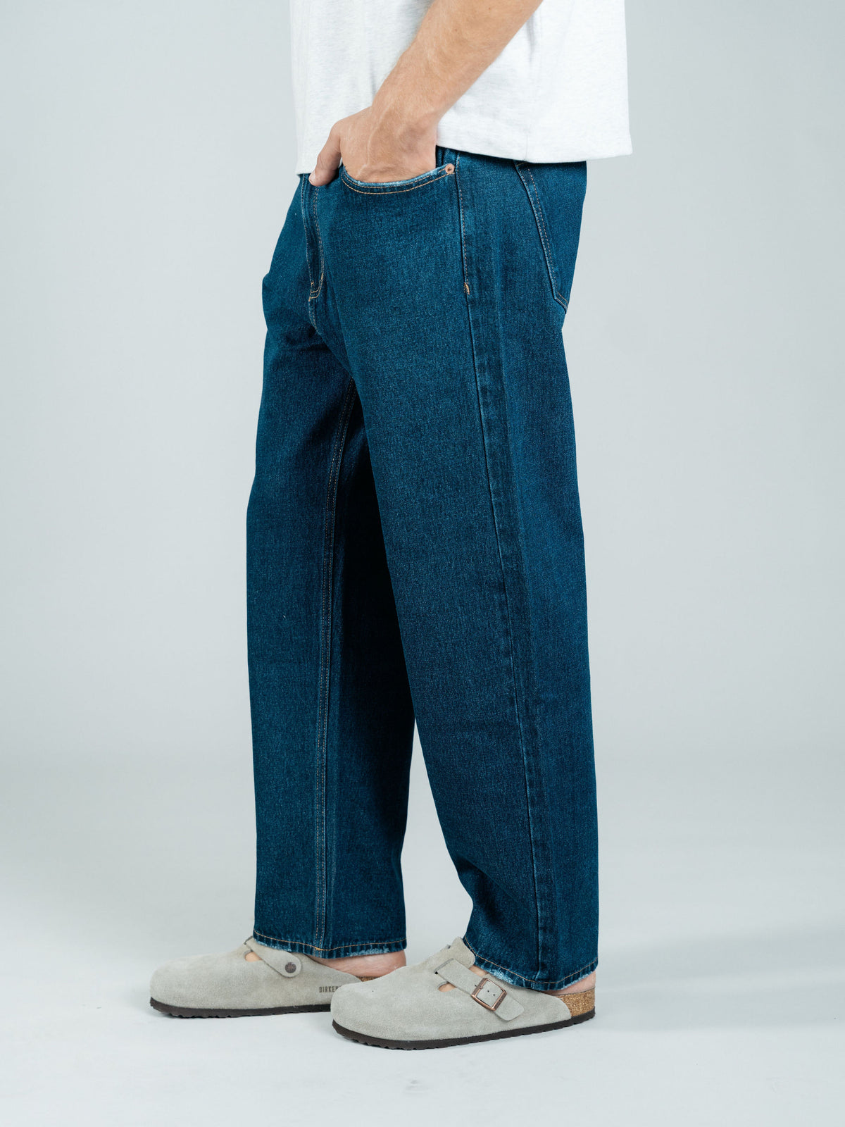 Dark Blue Wash Straight Leg Jeans
