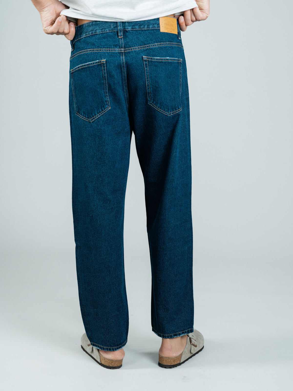 Dark Blue Wash Straight Leg Jeans