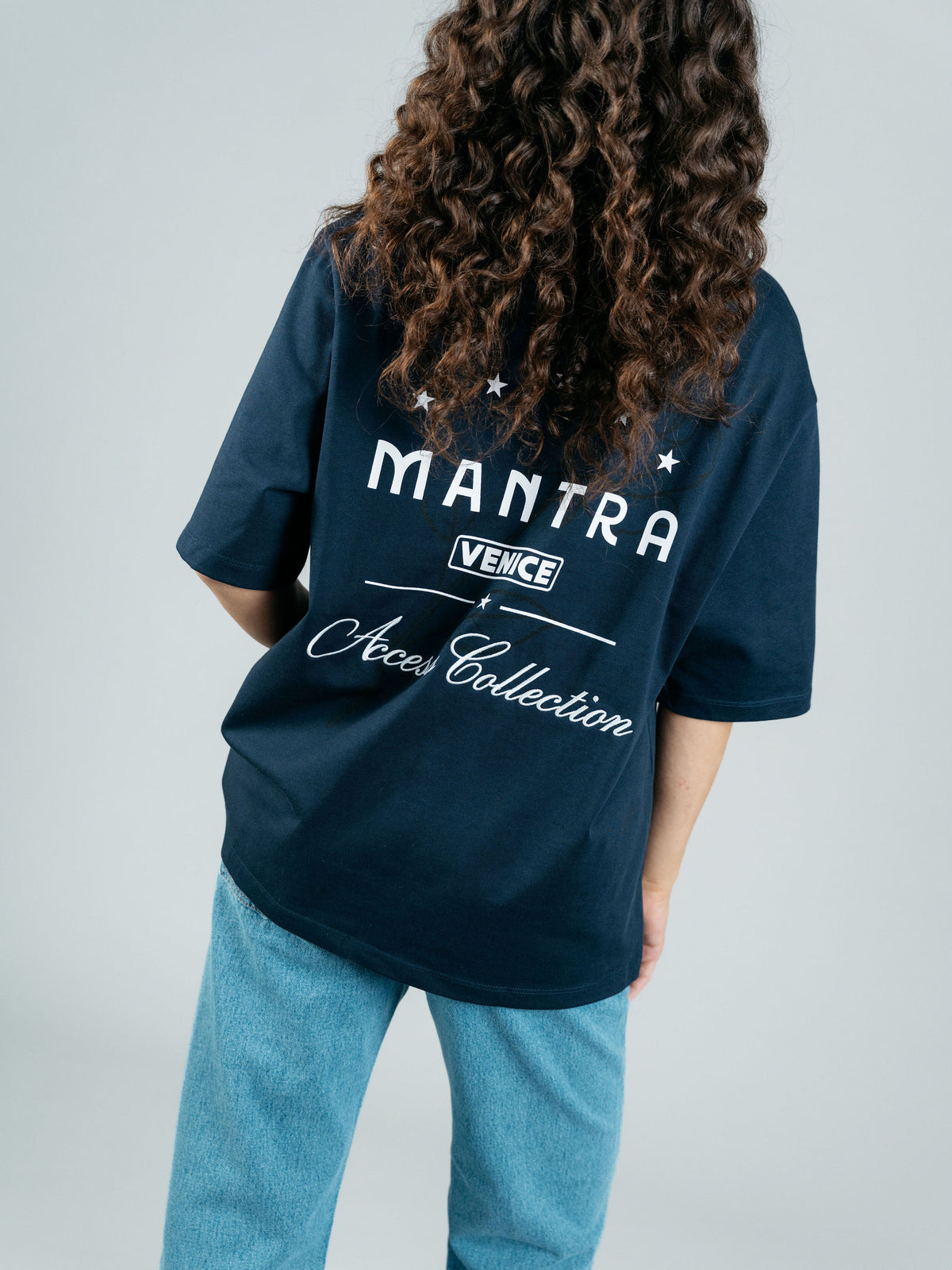 Navy Oversized Printed T-Shirt
