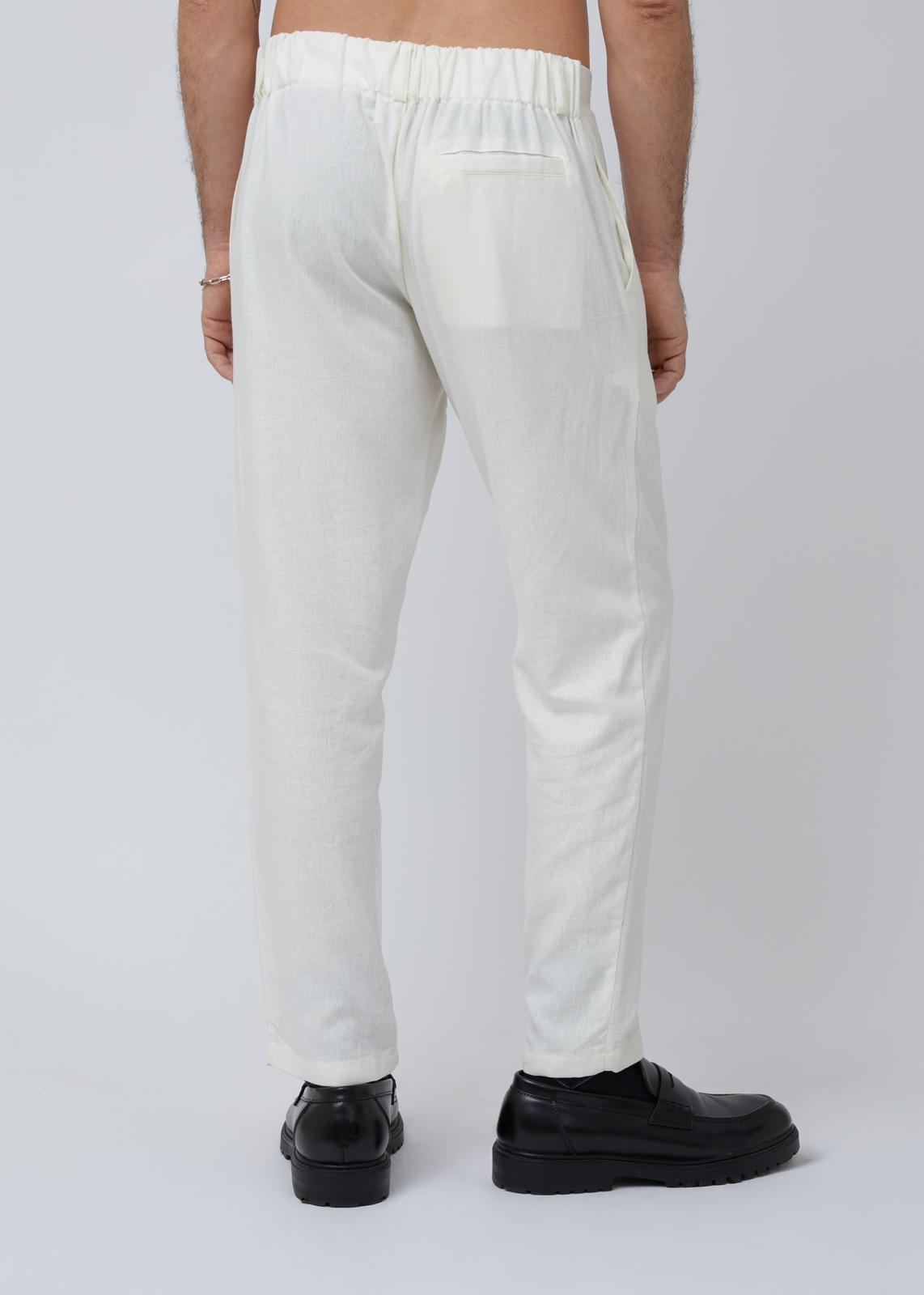 White slim fit linen