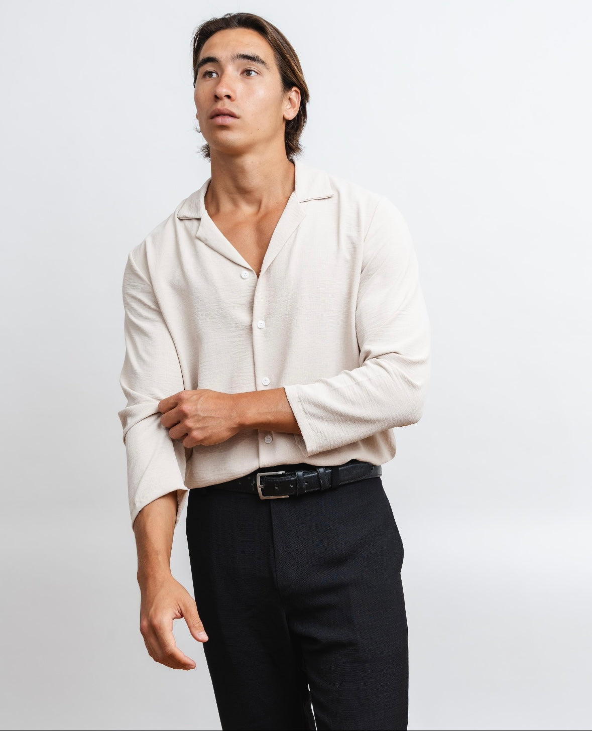 Cream long sleeve shirt