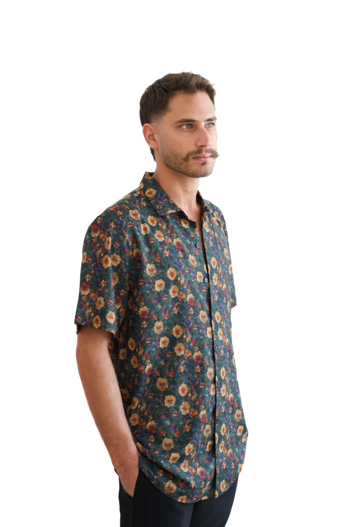 Black Flowers Printed Shirt