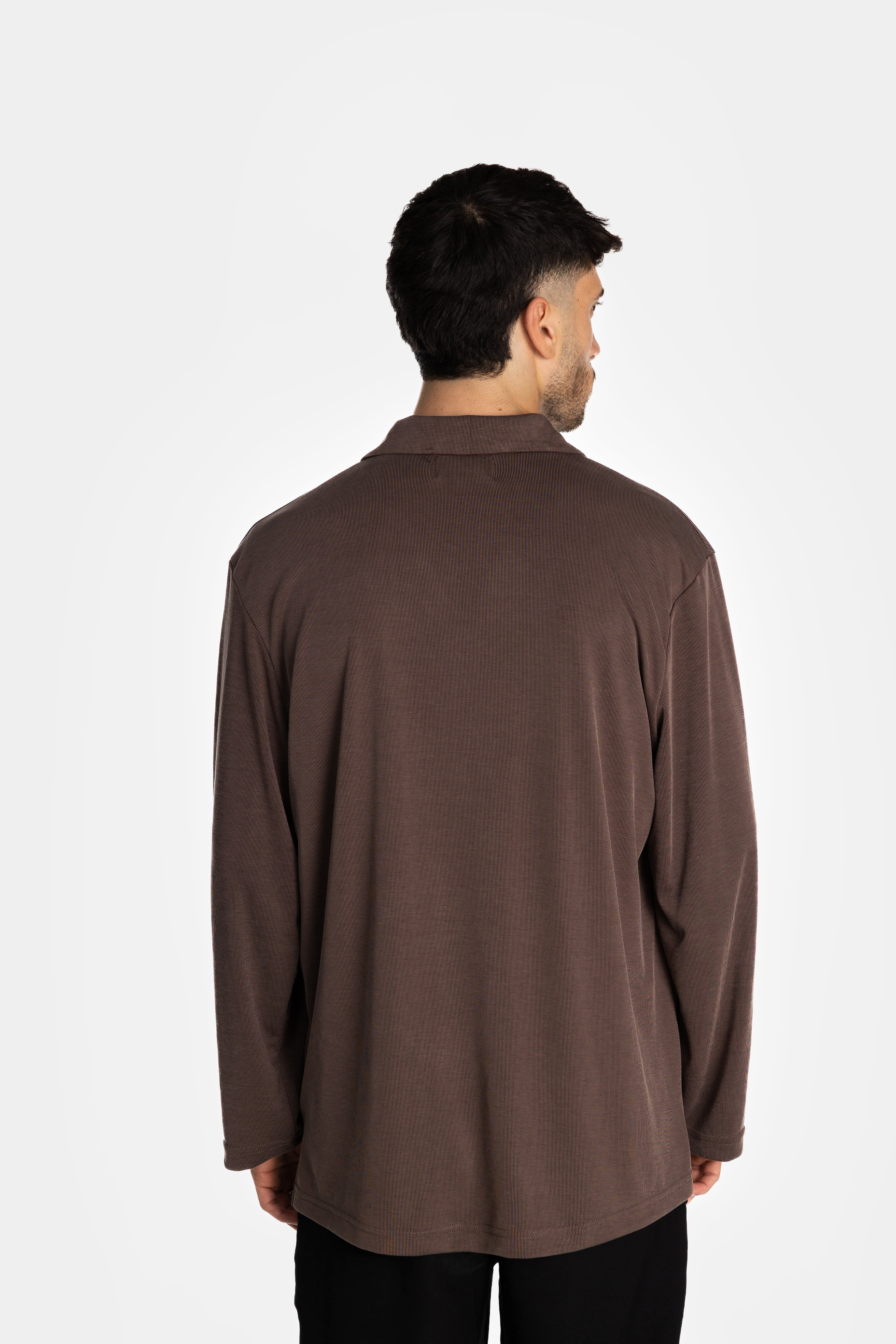 Brown Rib Loose Shirt