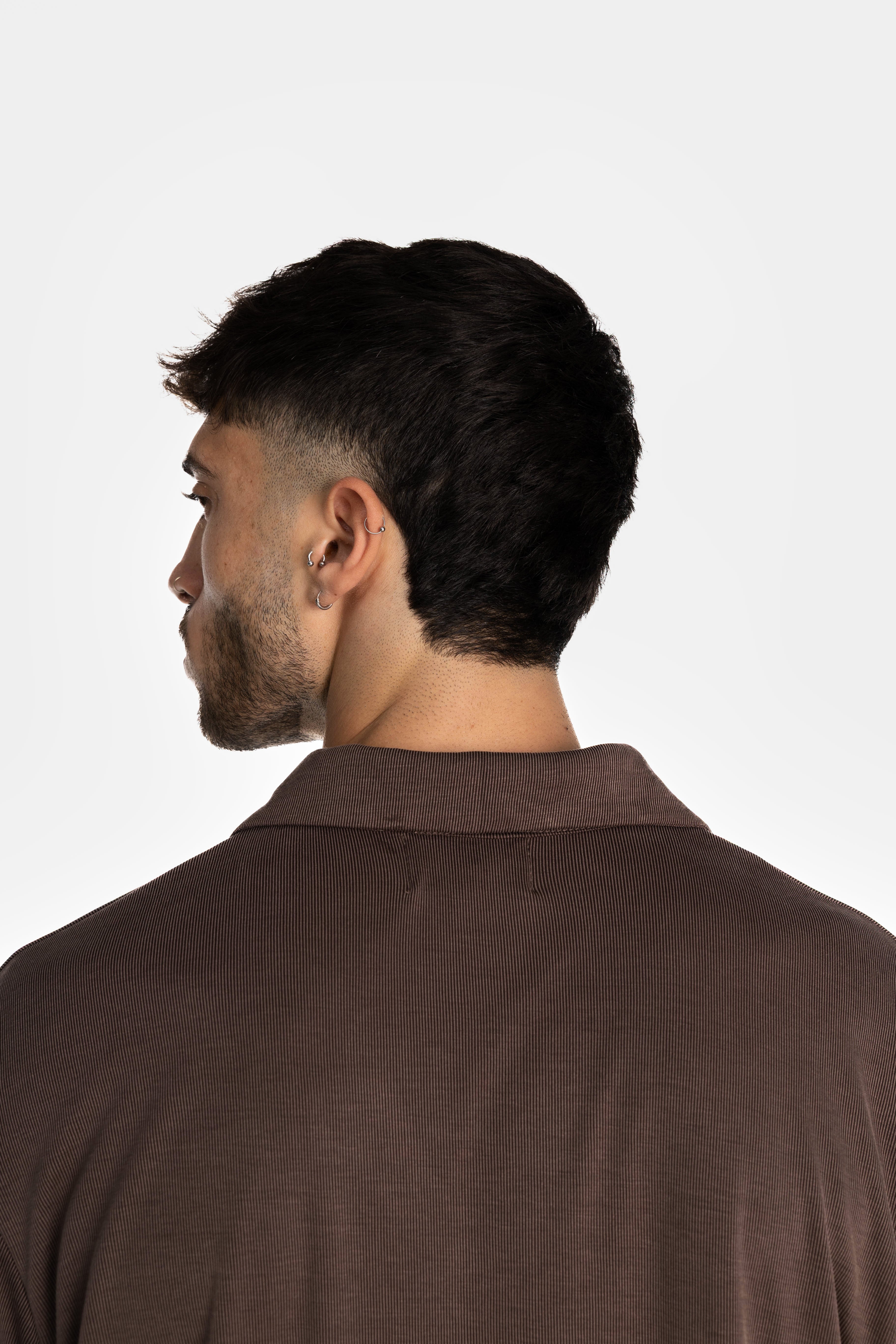 Brown Rib Loose Shirt