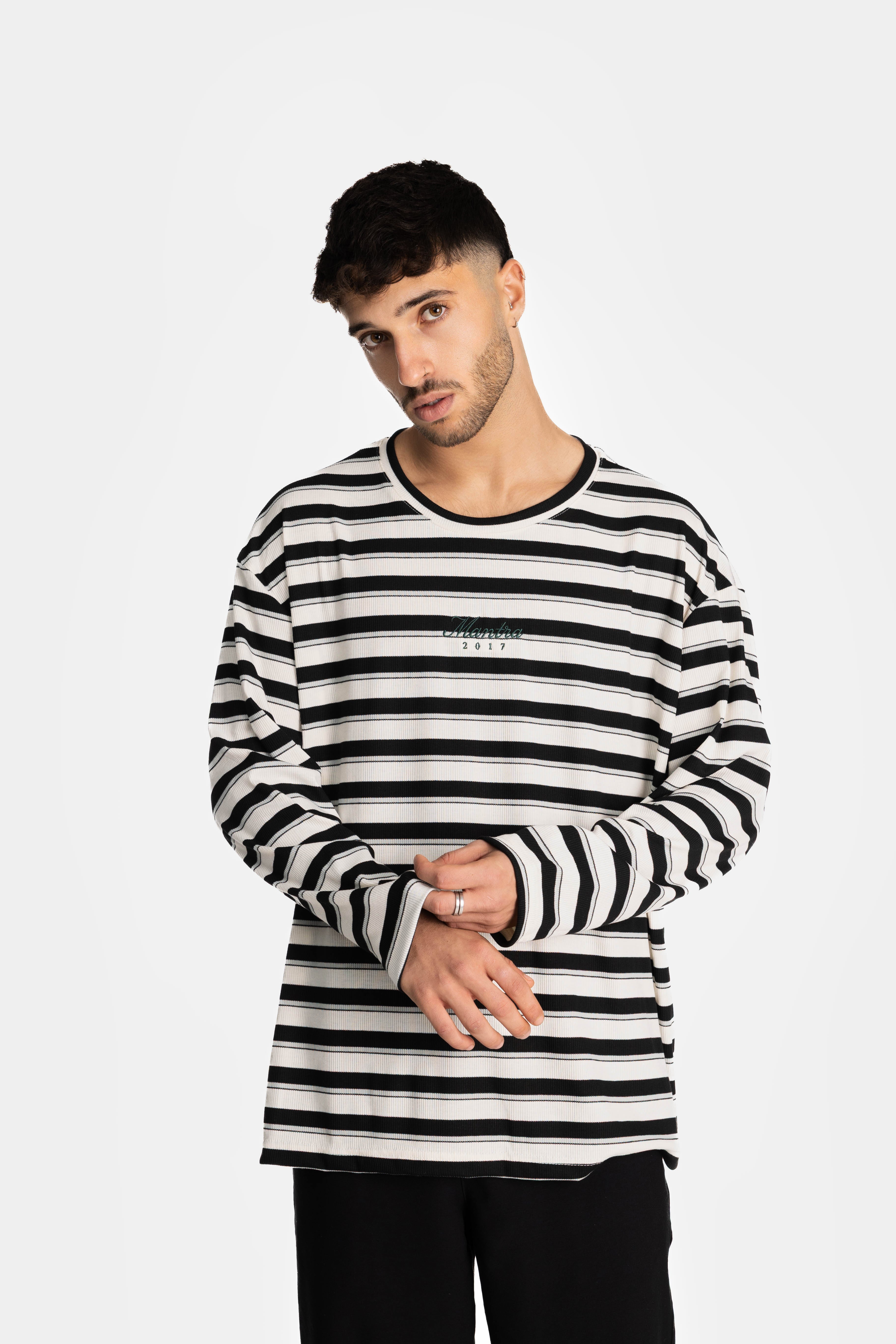 Black Long Sleeve Striped T