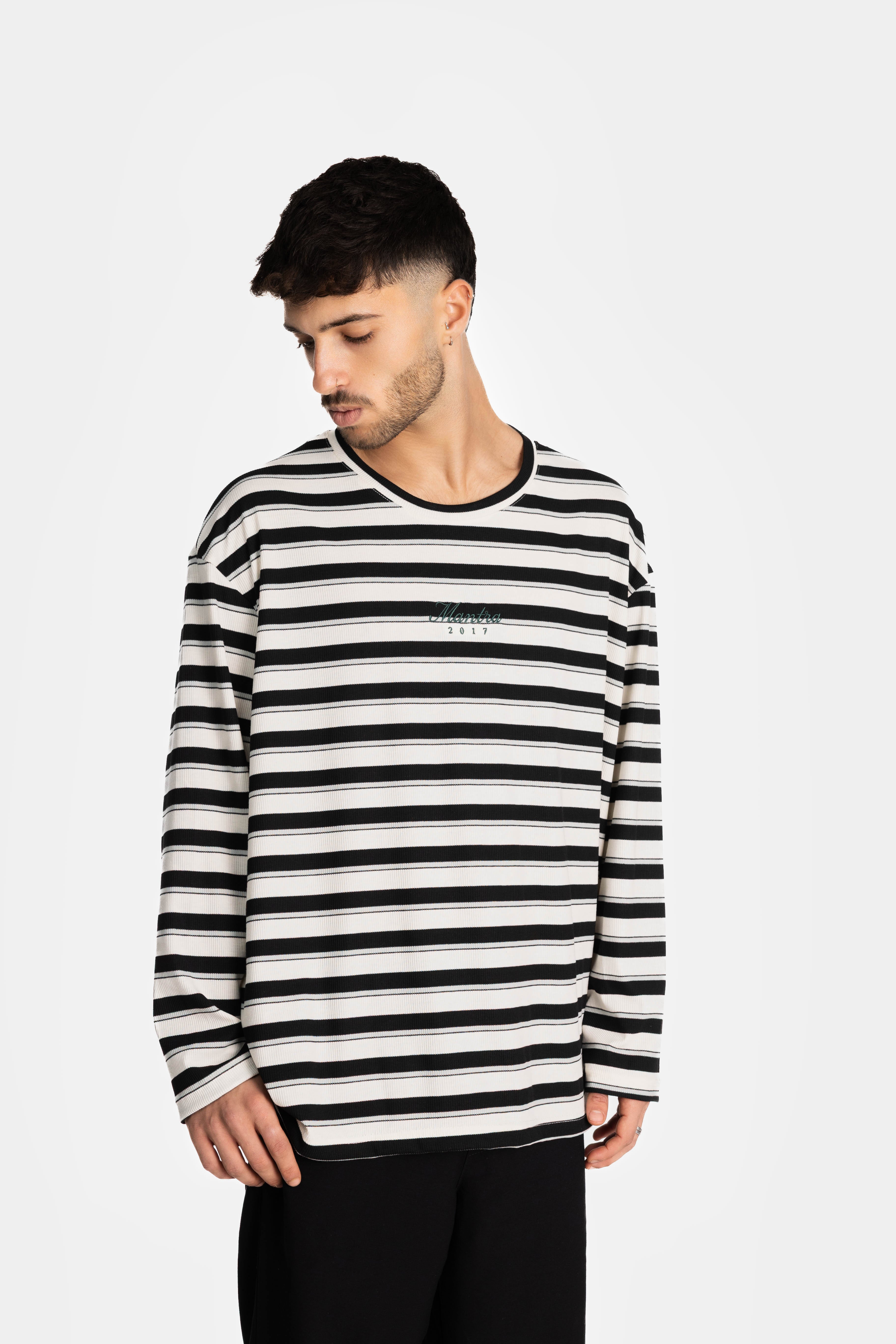 Black Long Sleeve Striped T