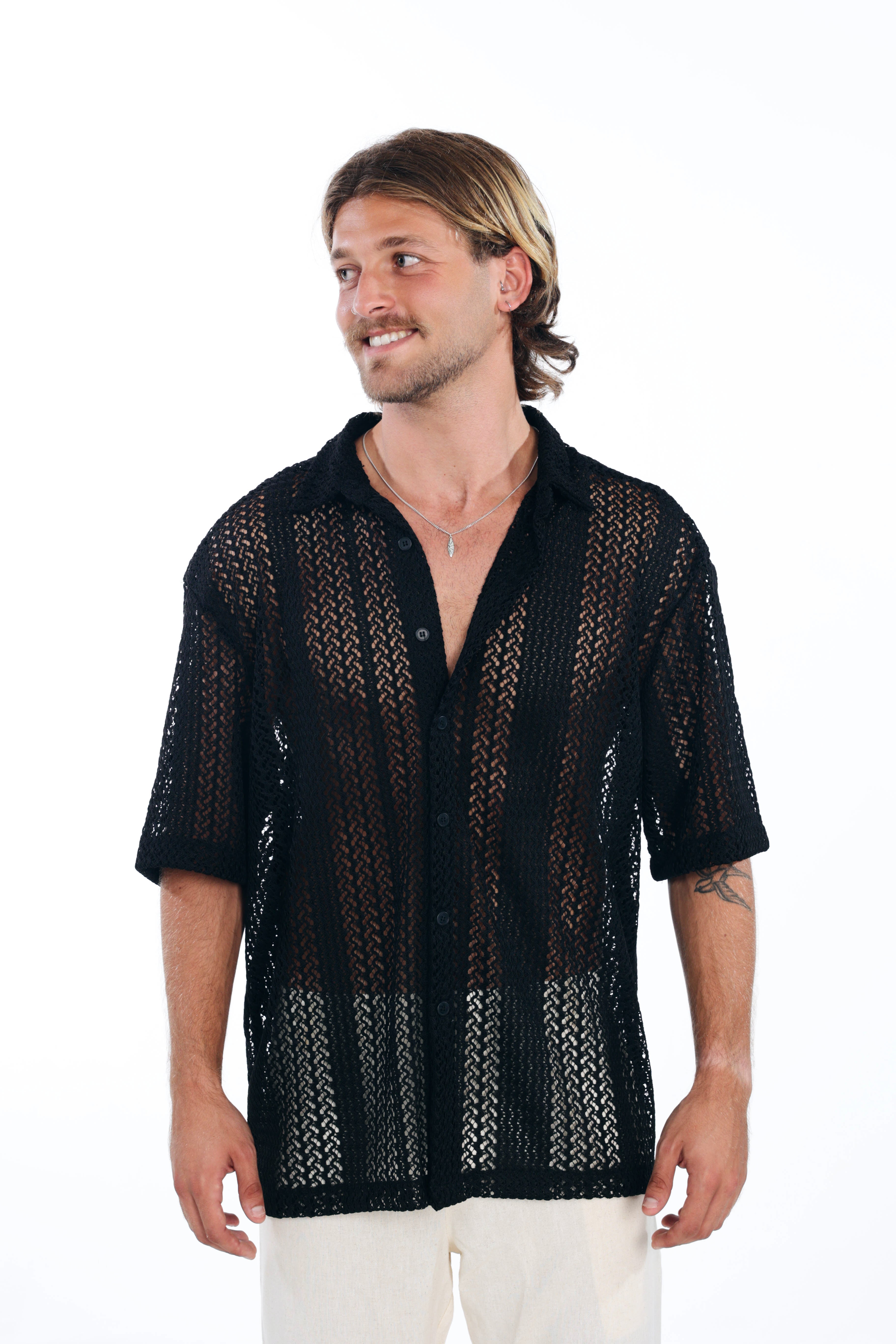 Black Knit Oversized Shirt