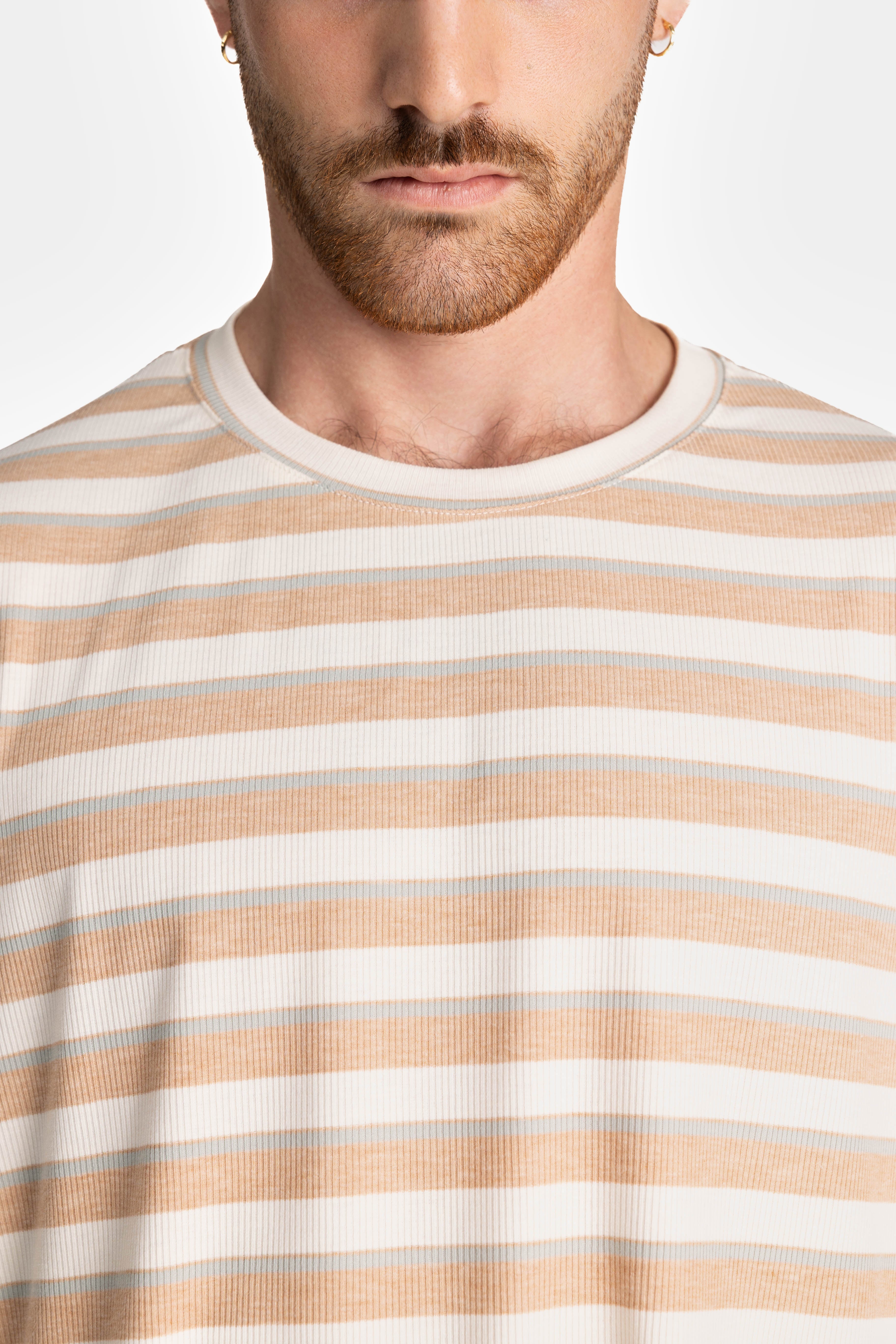 Peach Stripes Oversized  T