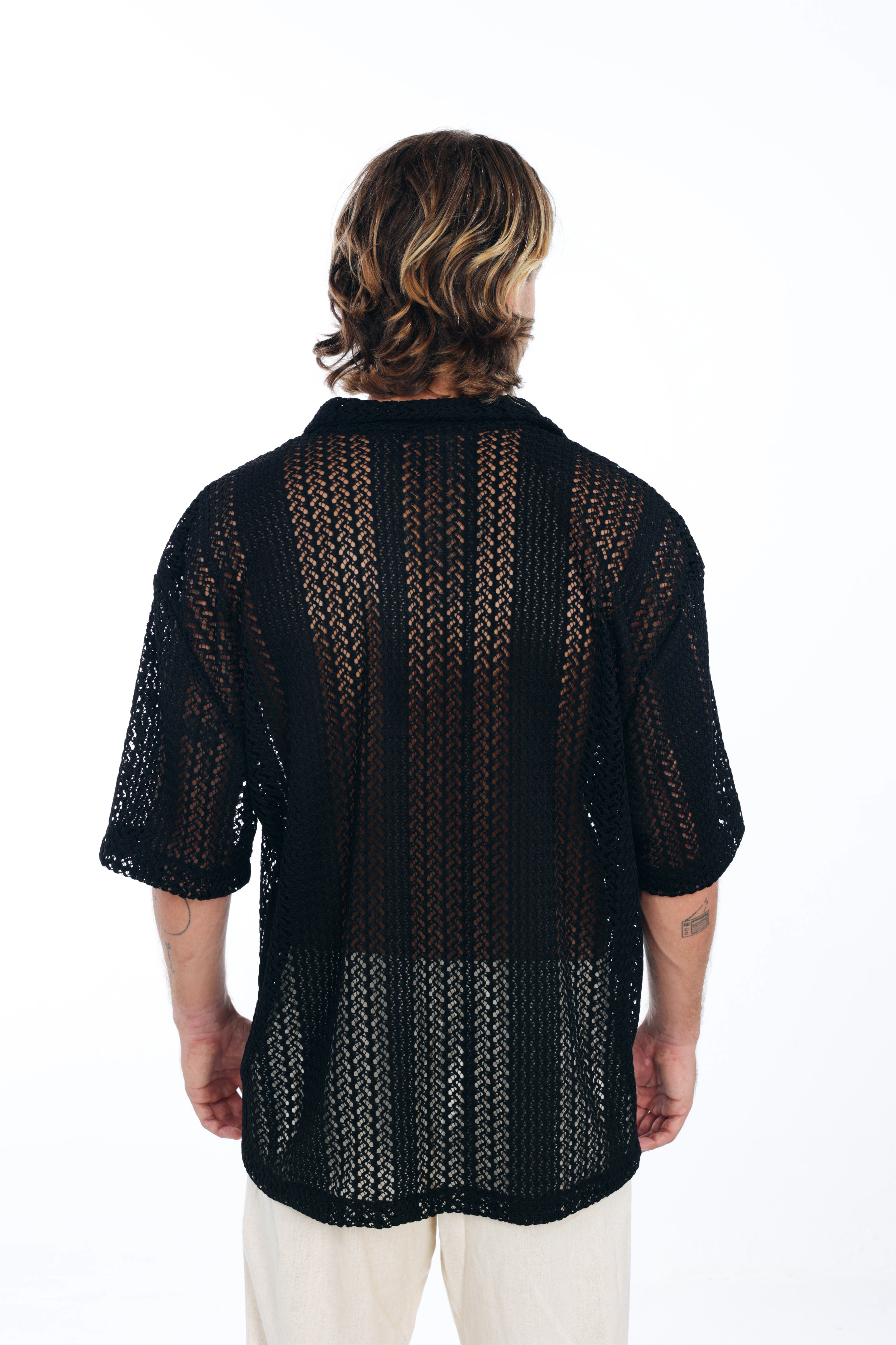 Black Knit Oversized Shirt